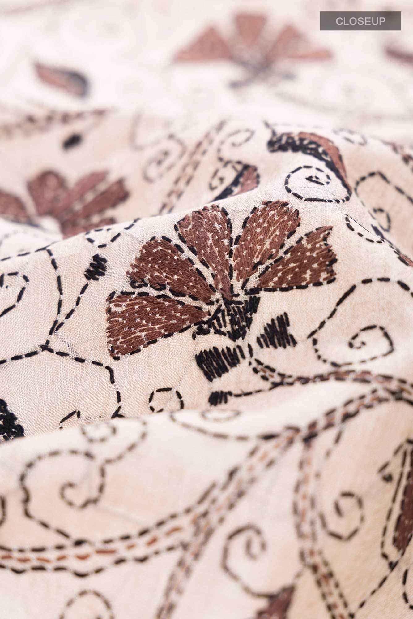 Beige Tussar Saree