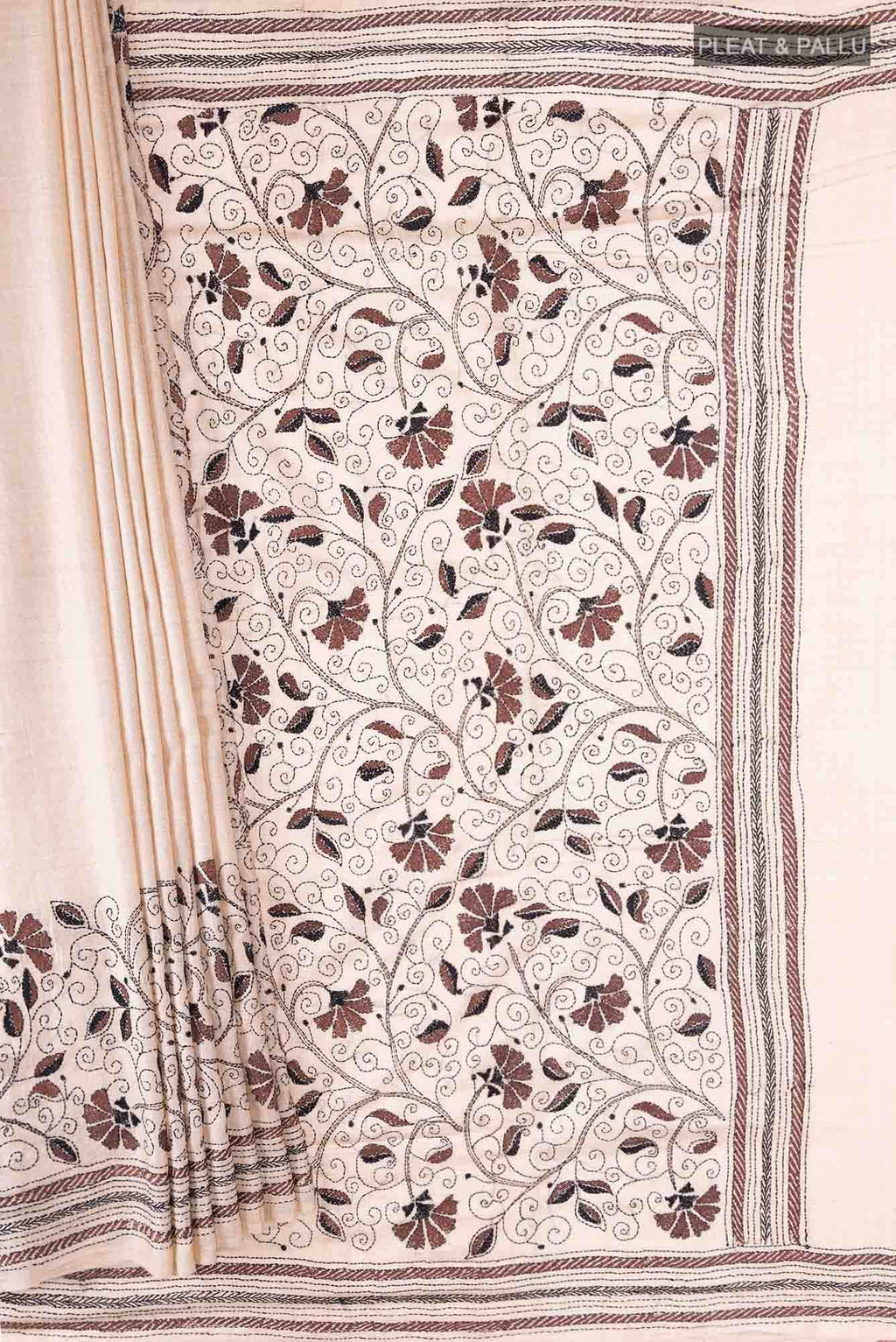 Beige Tussar Saree