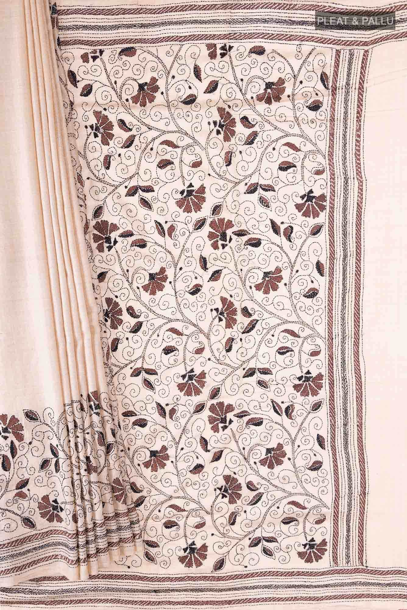 Beige Tussar Saree