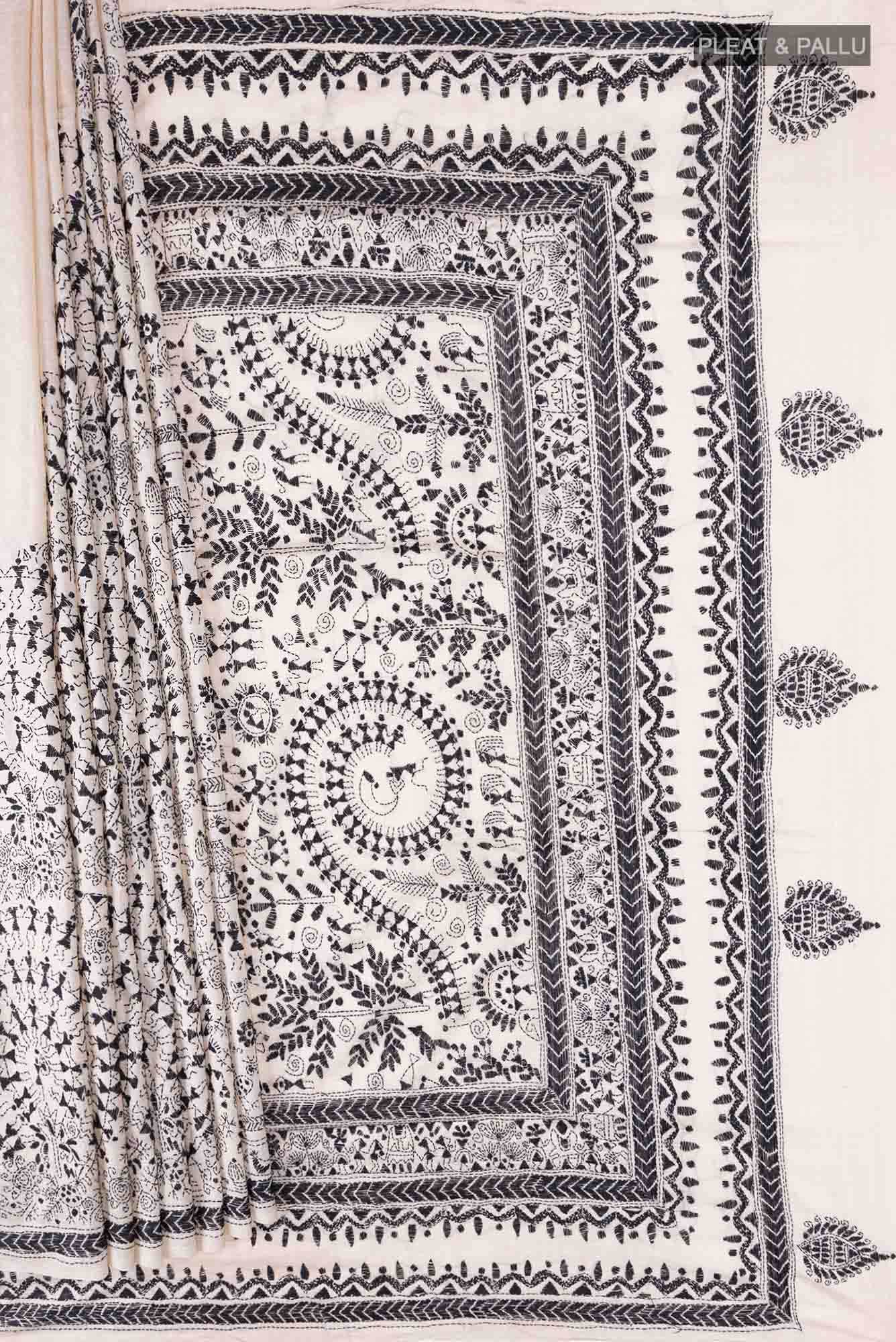 Beige Tussar Saree