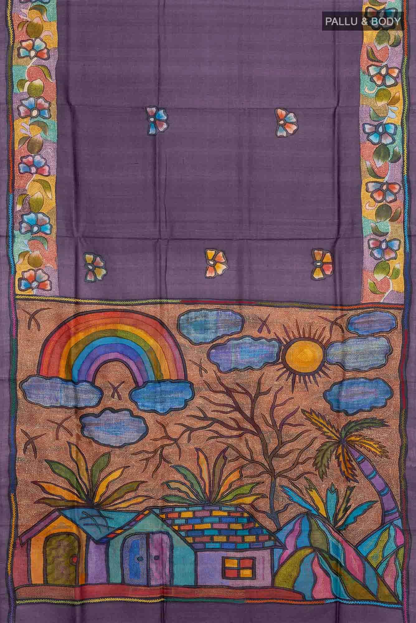 Violet Tussar Saree