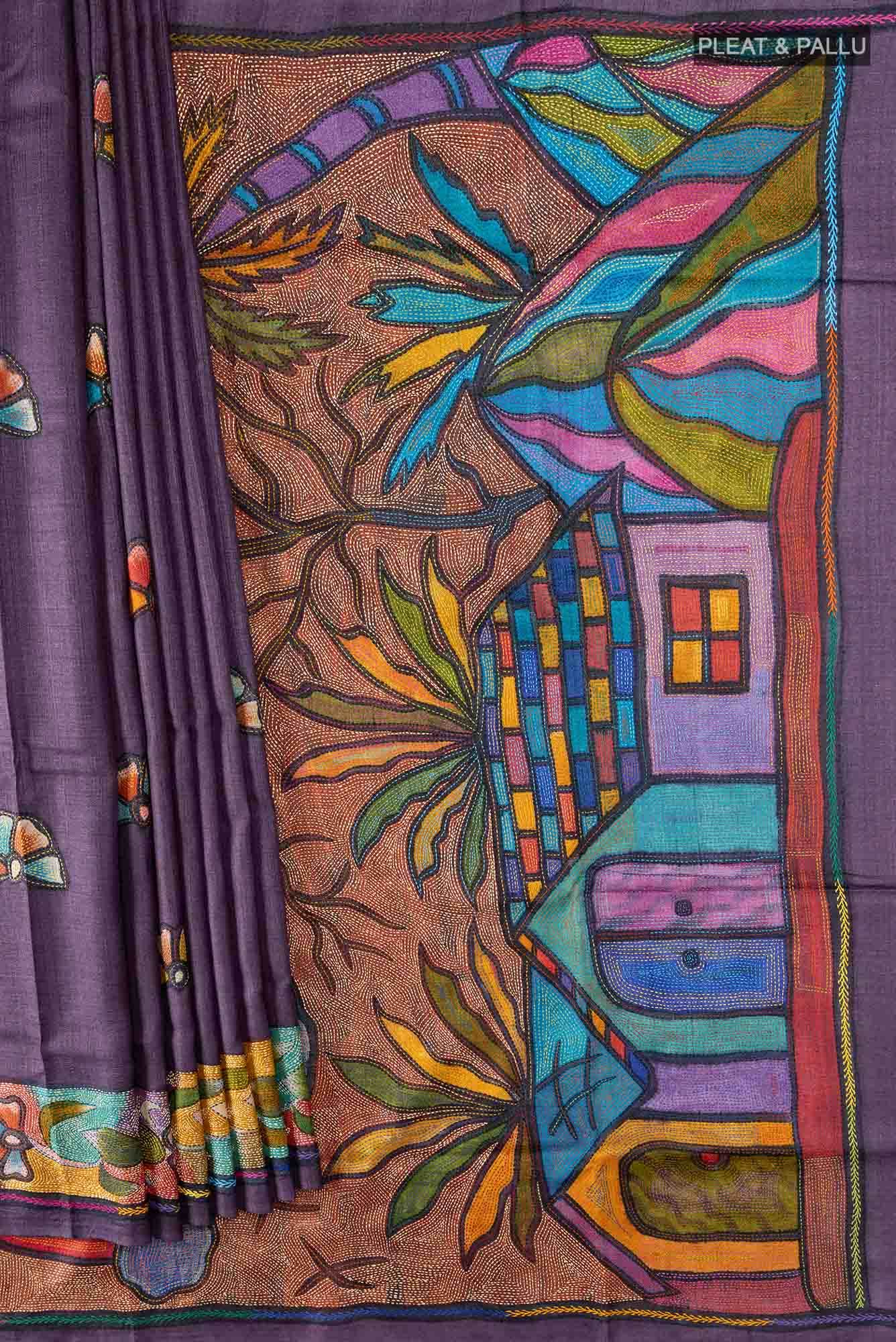 Violet Tussar Saree