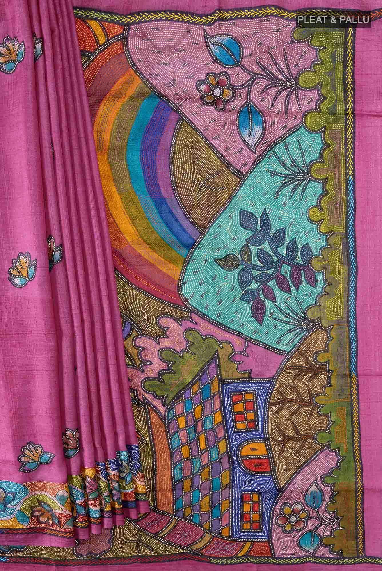 Rani Pink Tussar Saree
