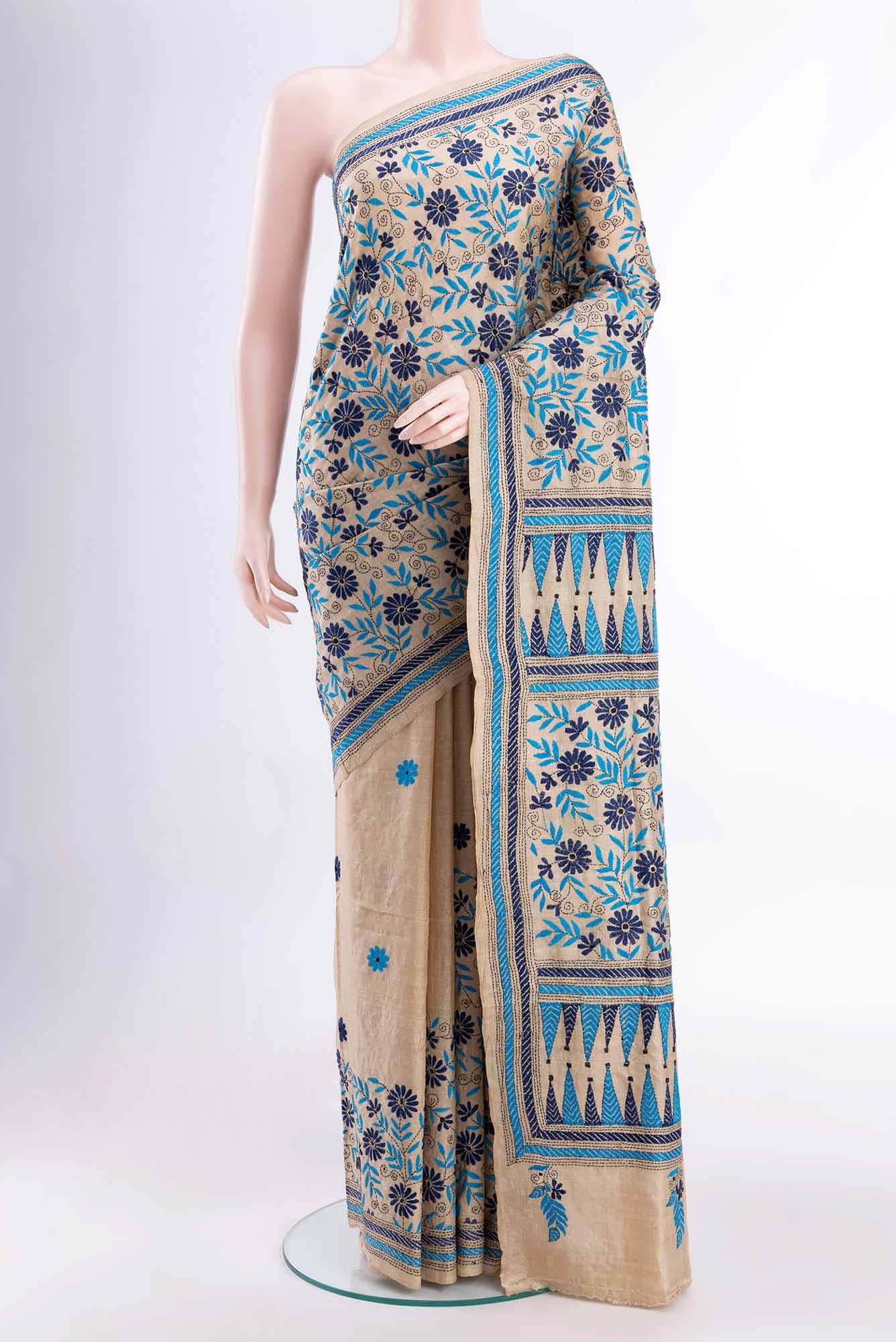 Beige Tussar Saree