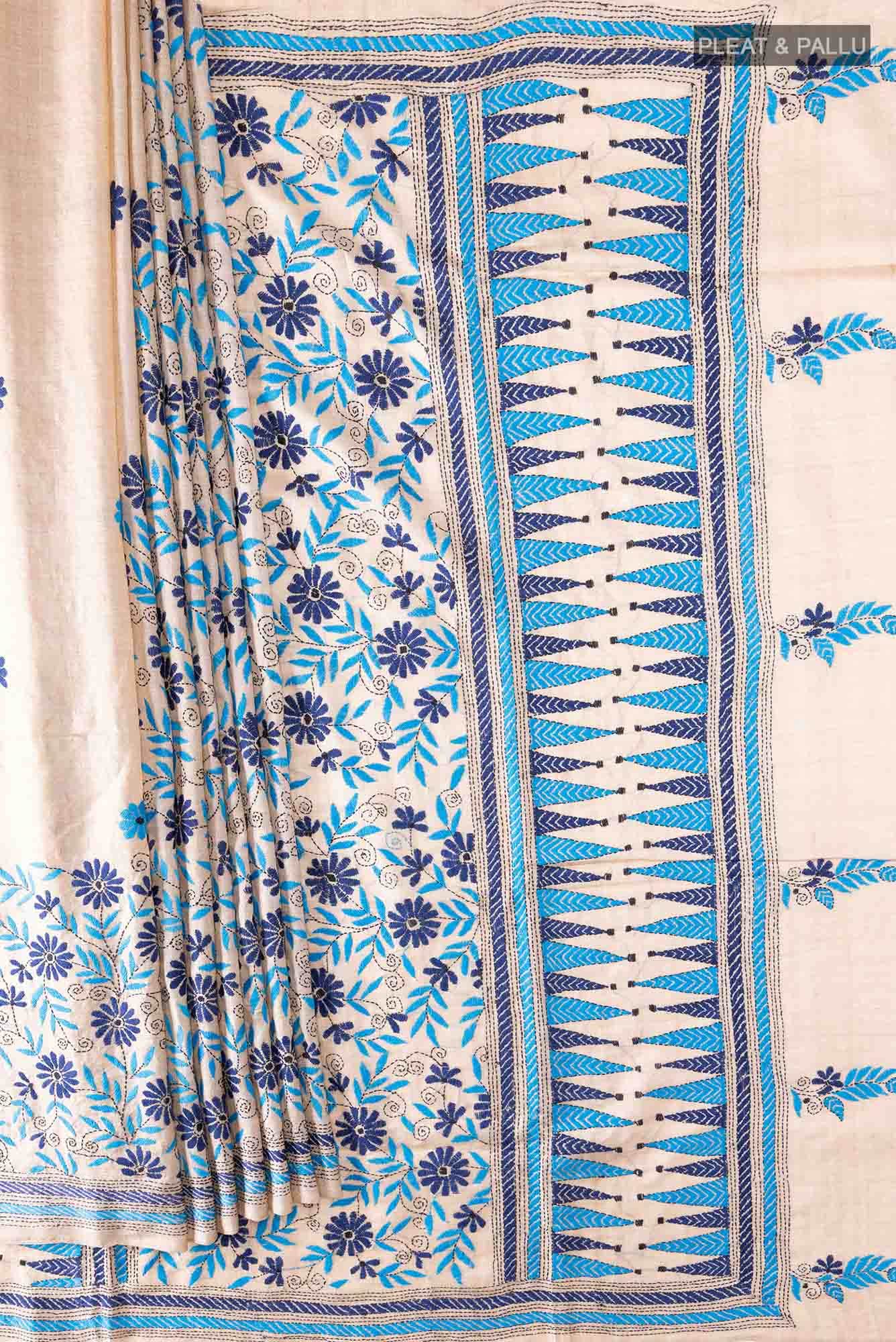 Beige Tussar Saree