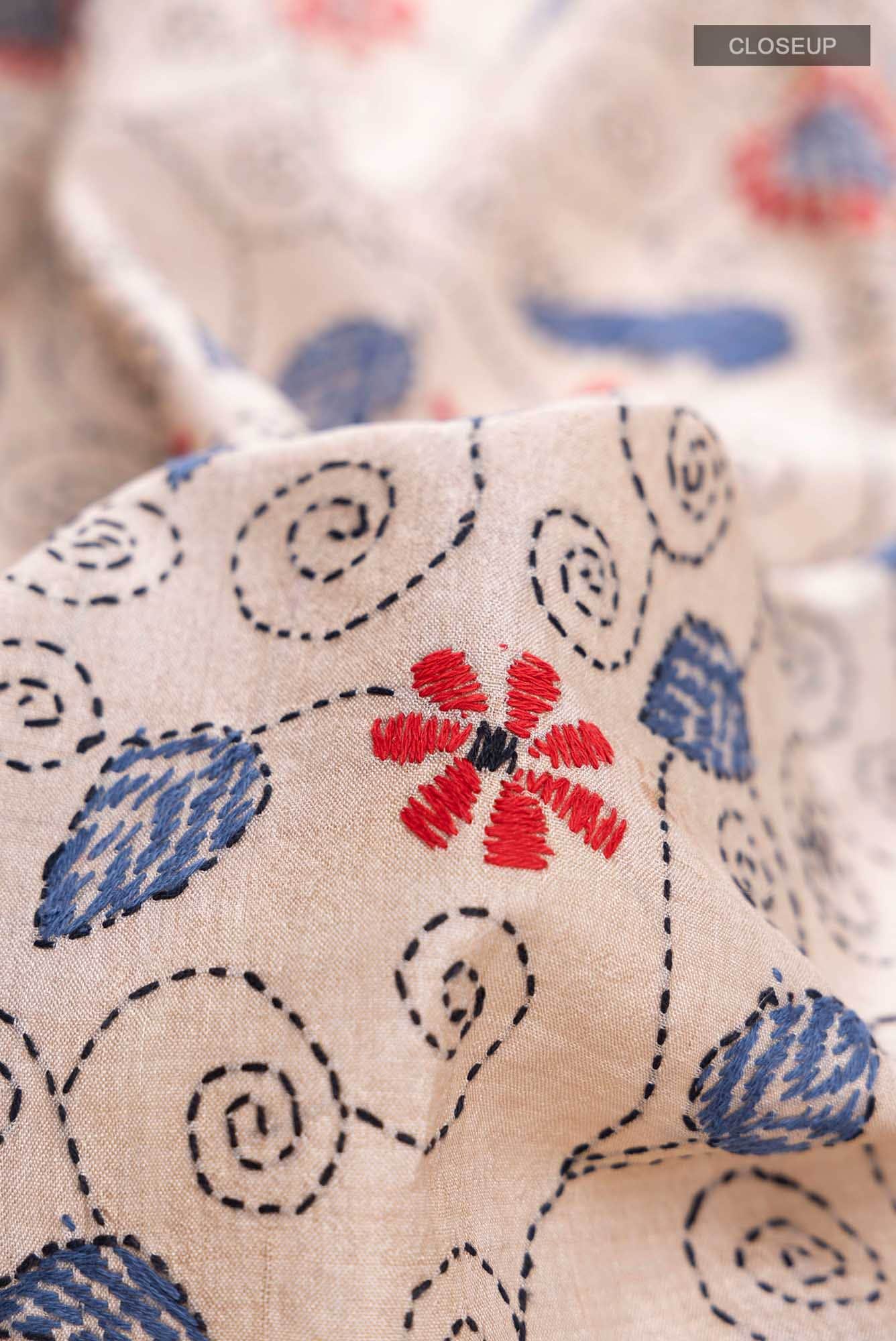 Beige Tussar Saree