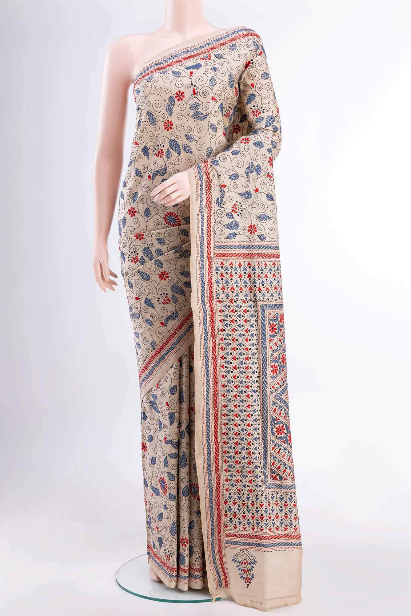 Beige Tussar Saree