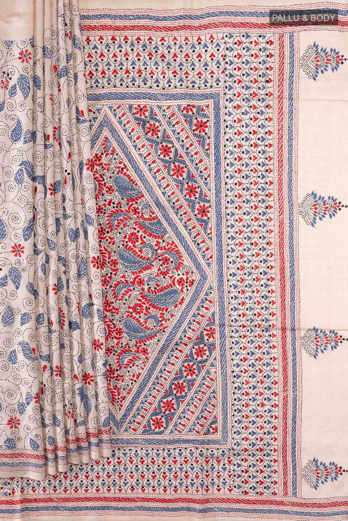 Beige Tussar Saree