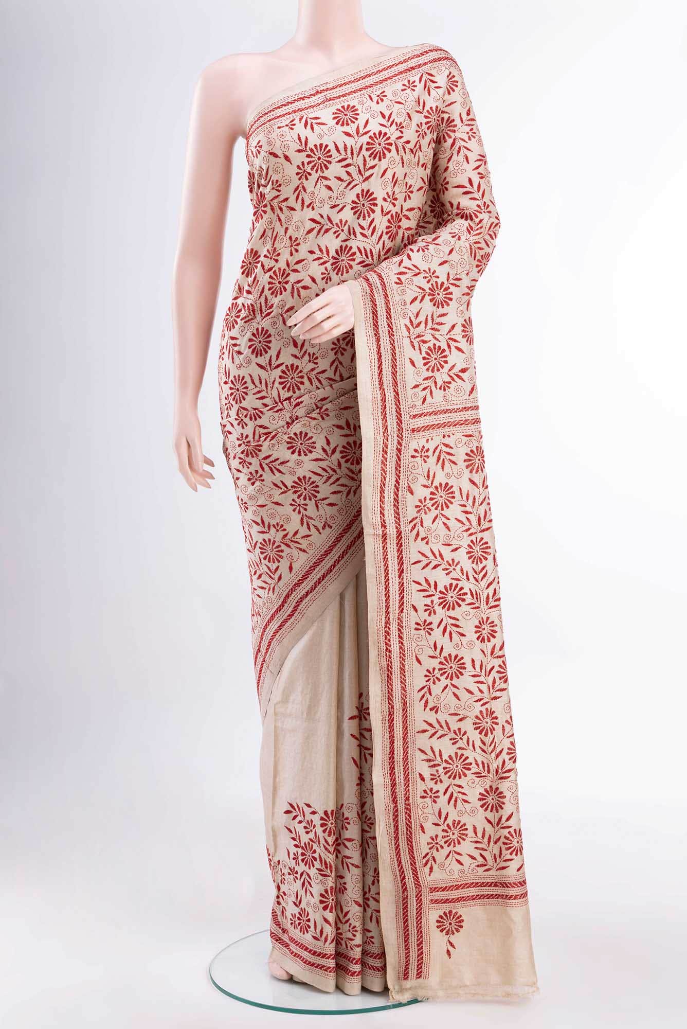 Beige Tussar Saree