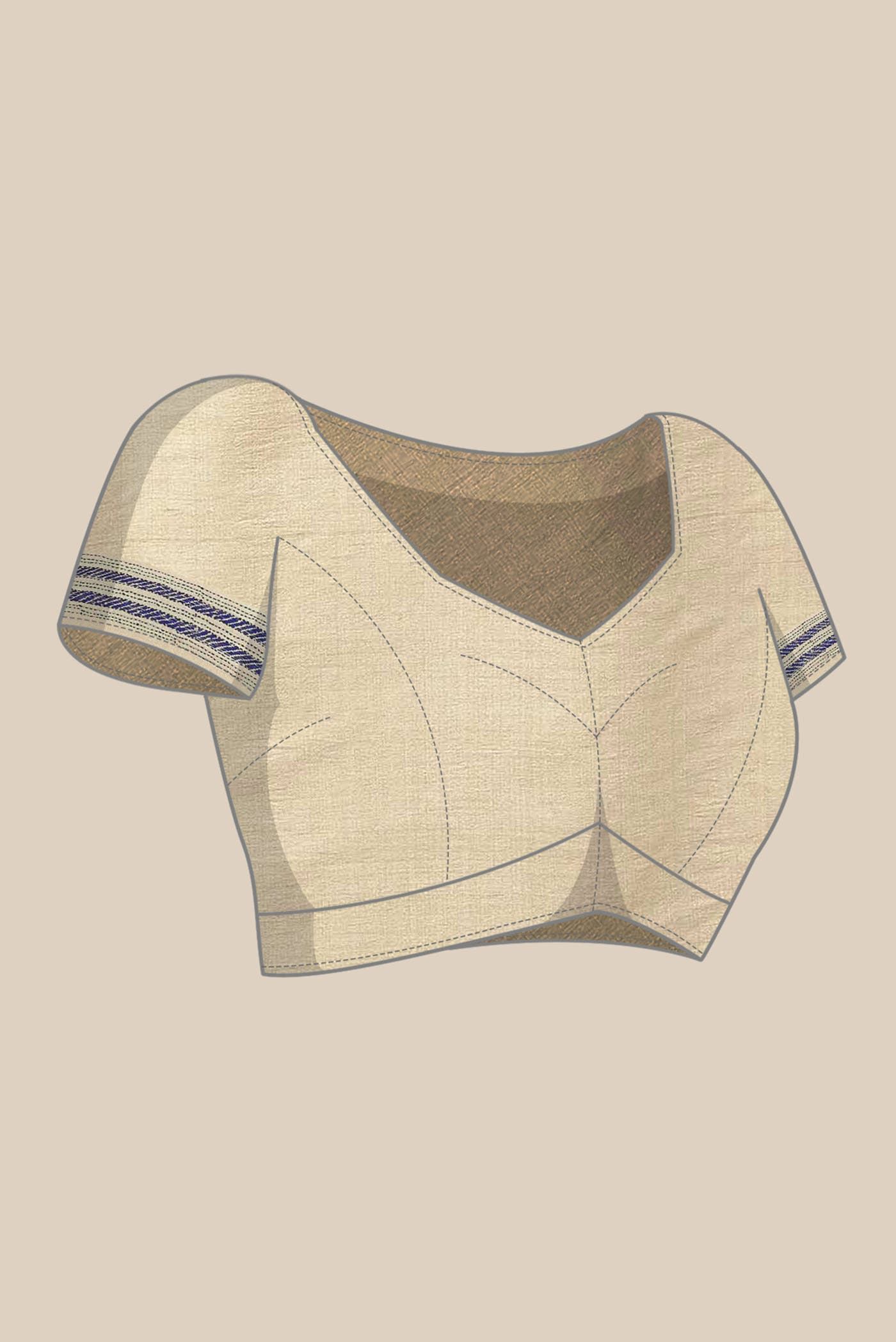 Beige Tussar Silk Saree