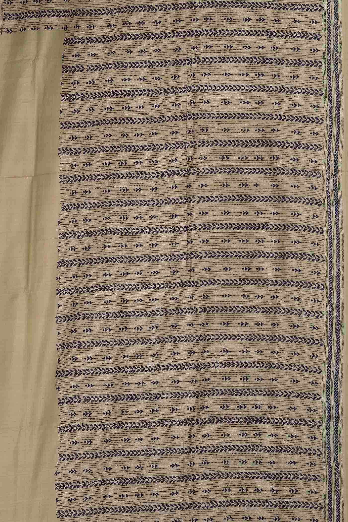 Beige Tussar Silk Saree