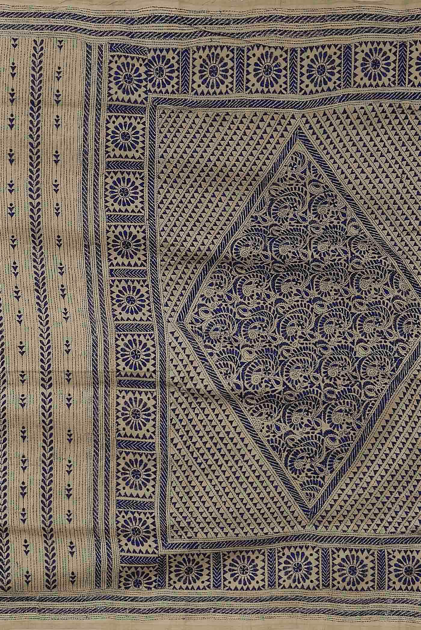 Beige Tussar Silk Saree