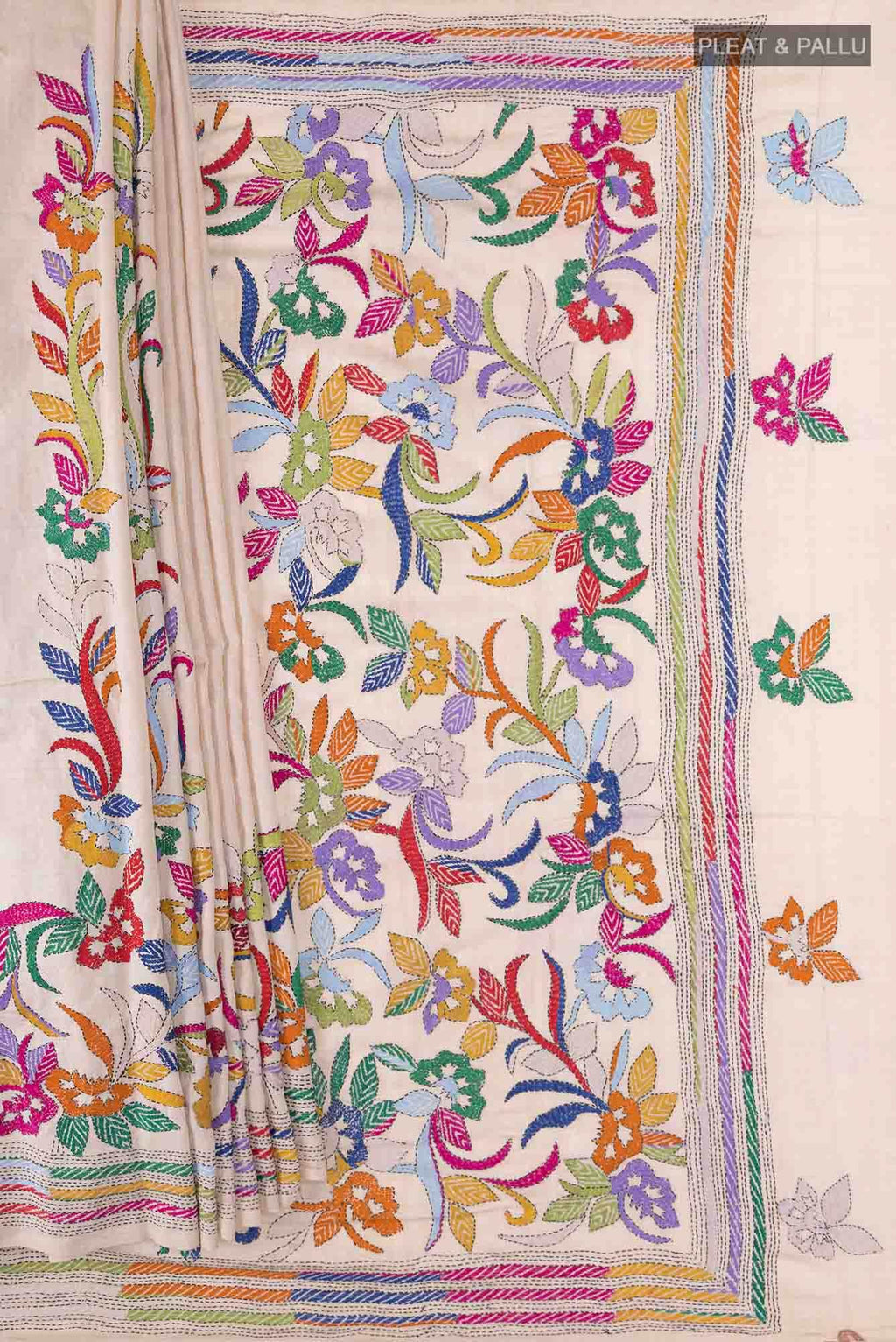 Beige Tussar Saree