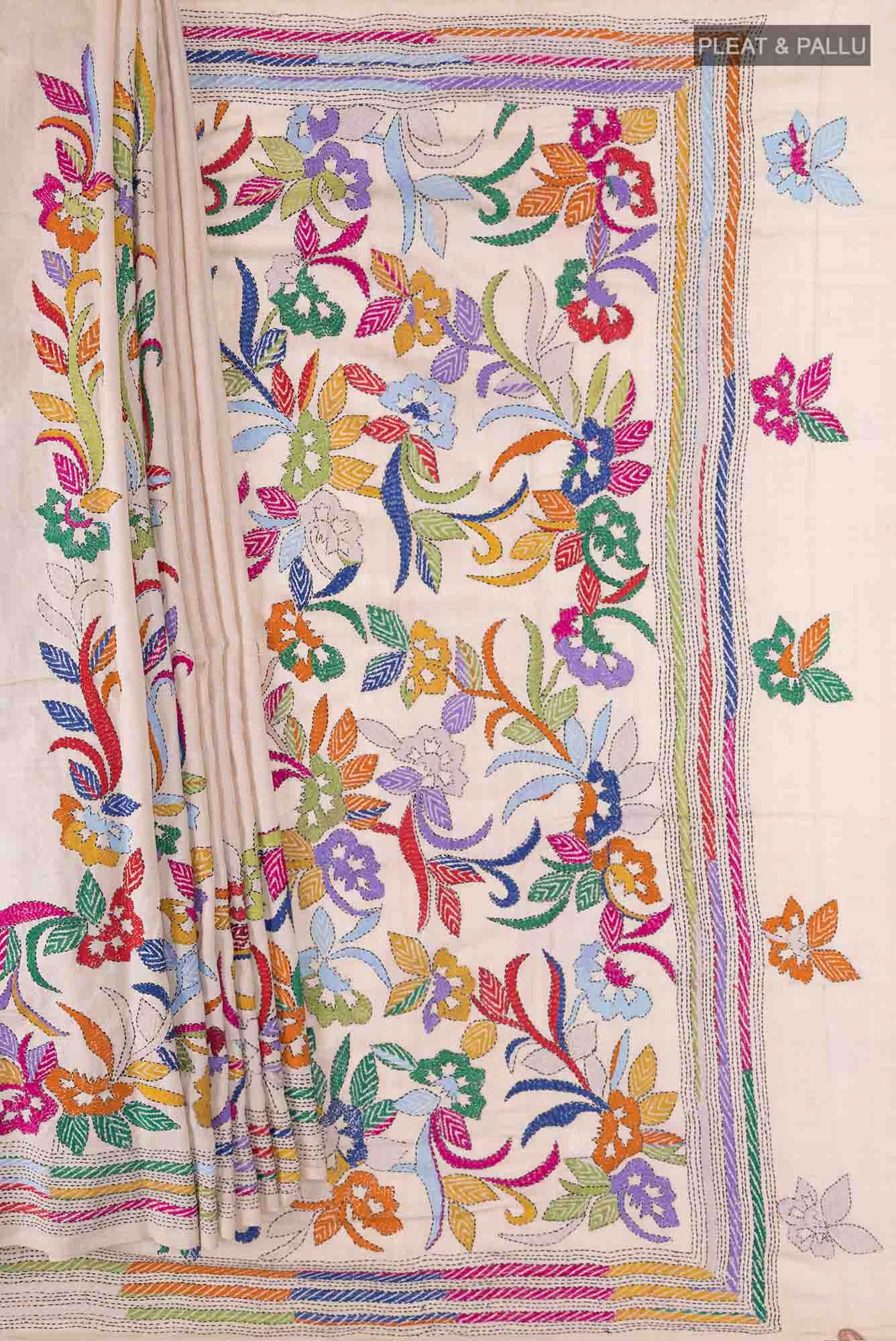 Beige Tussar Saree