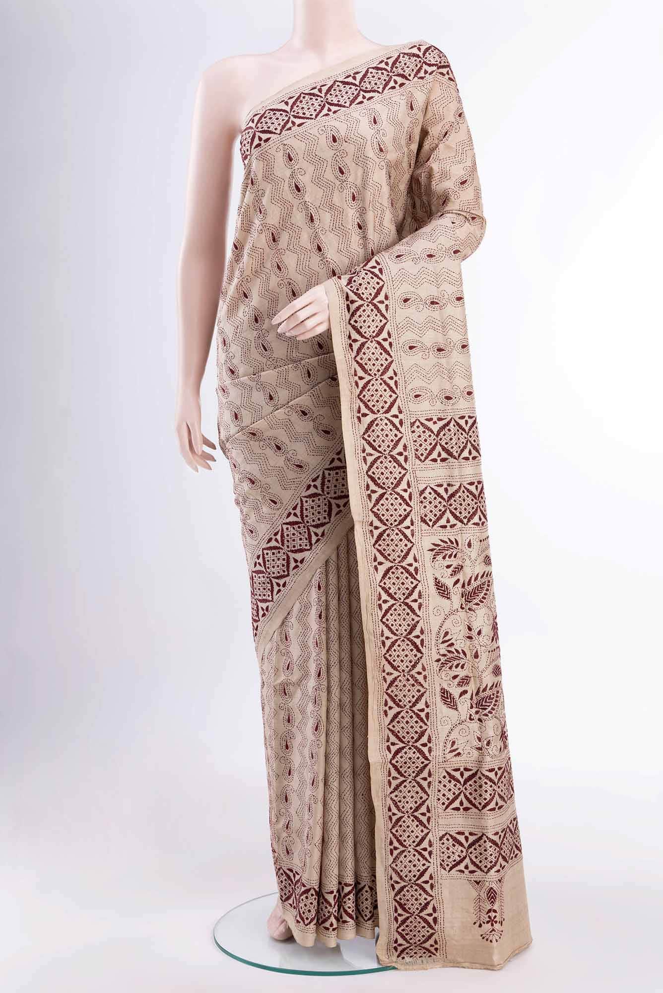 Beige Tussar Saree