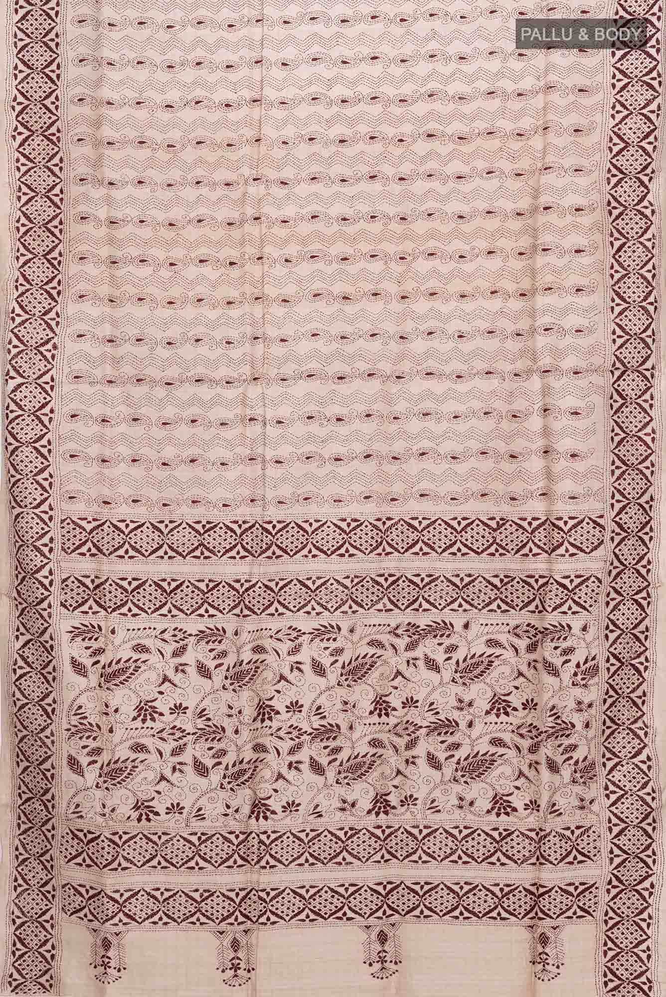 Beige Tussar Saree