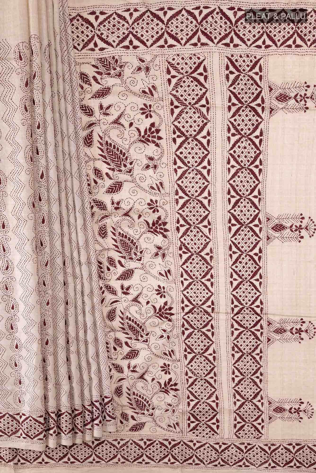 Beige Tussar Saree