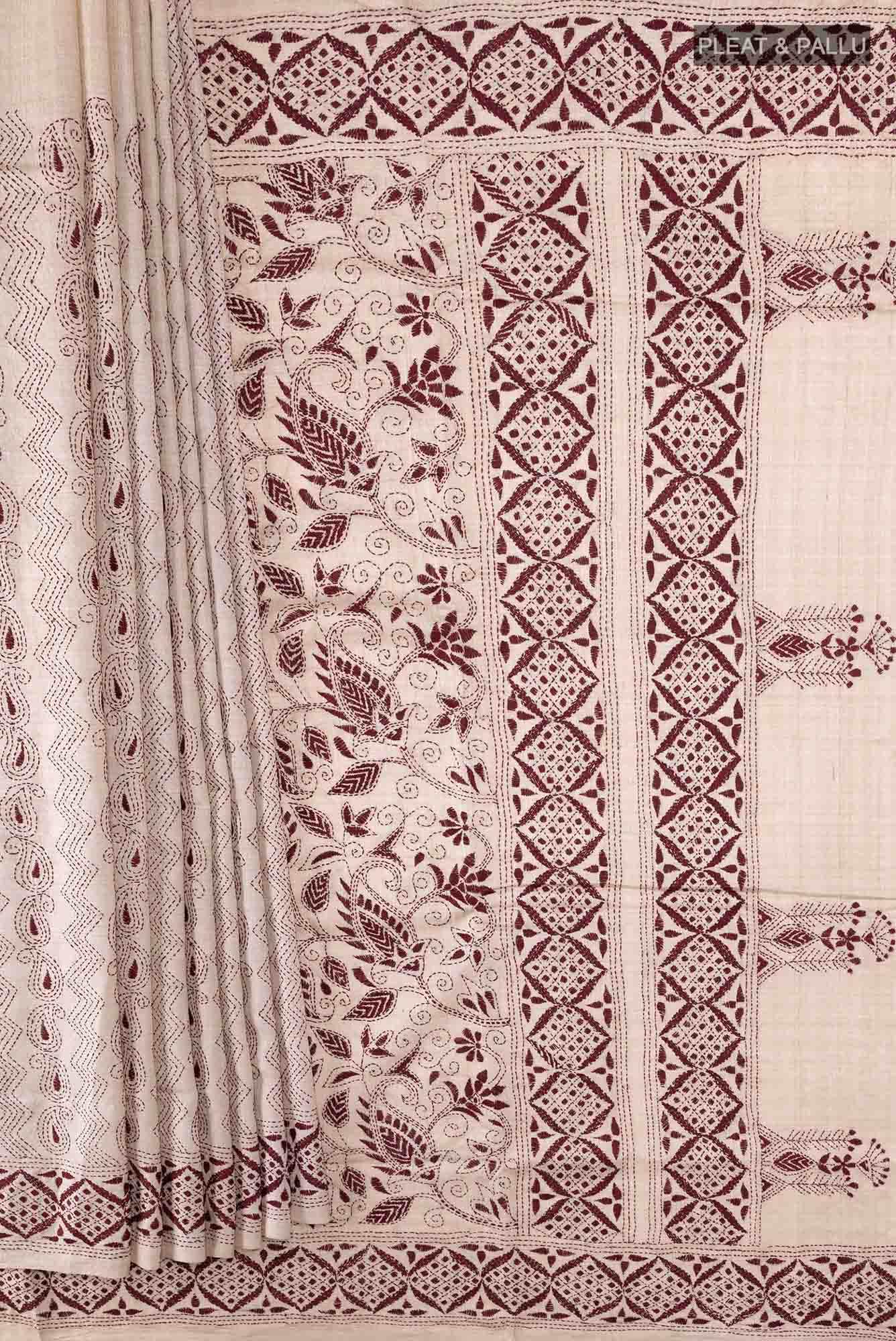 Beige Tussar Saree