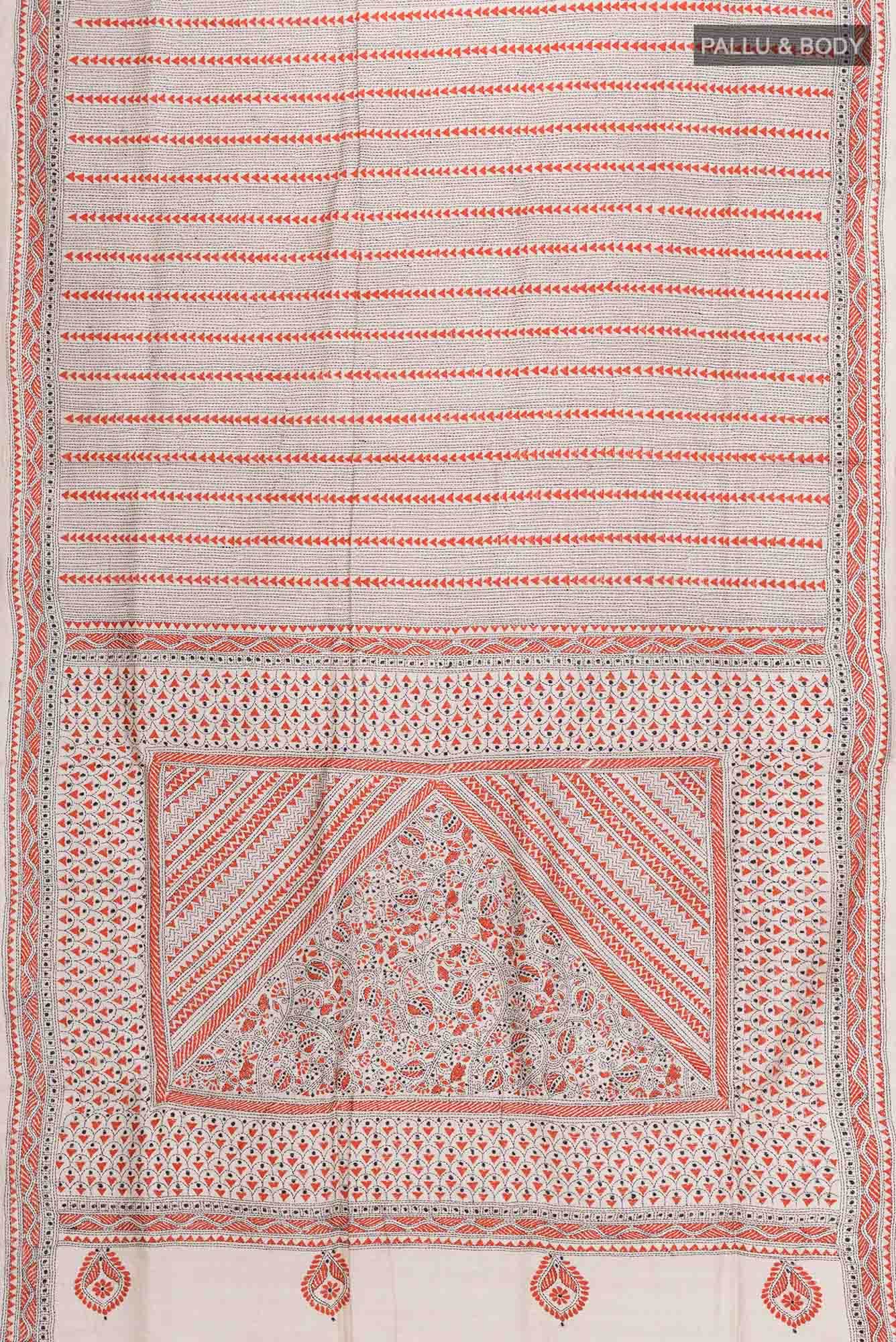 Beige Tussar Saree