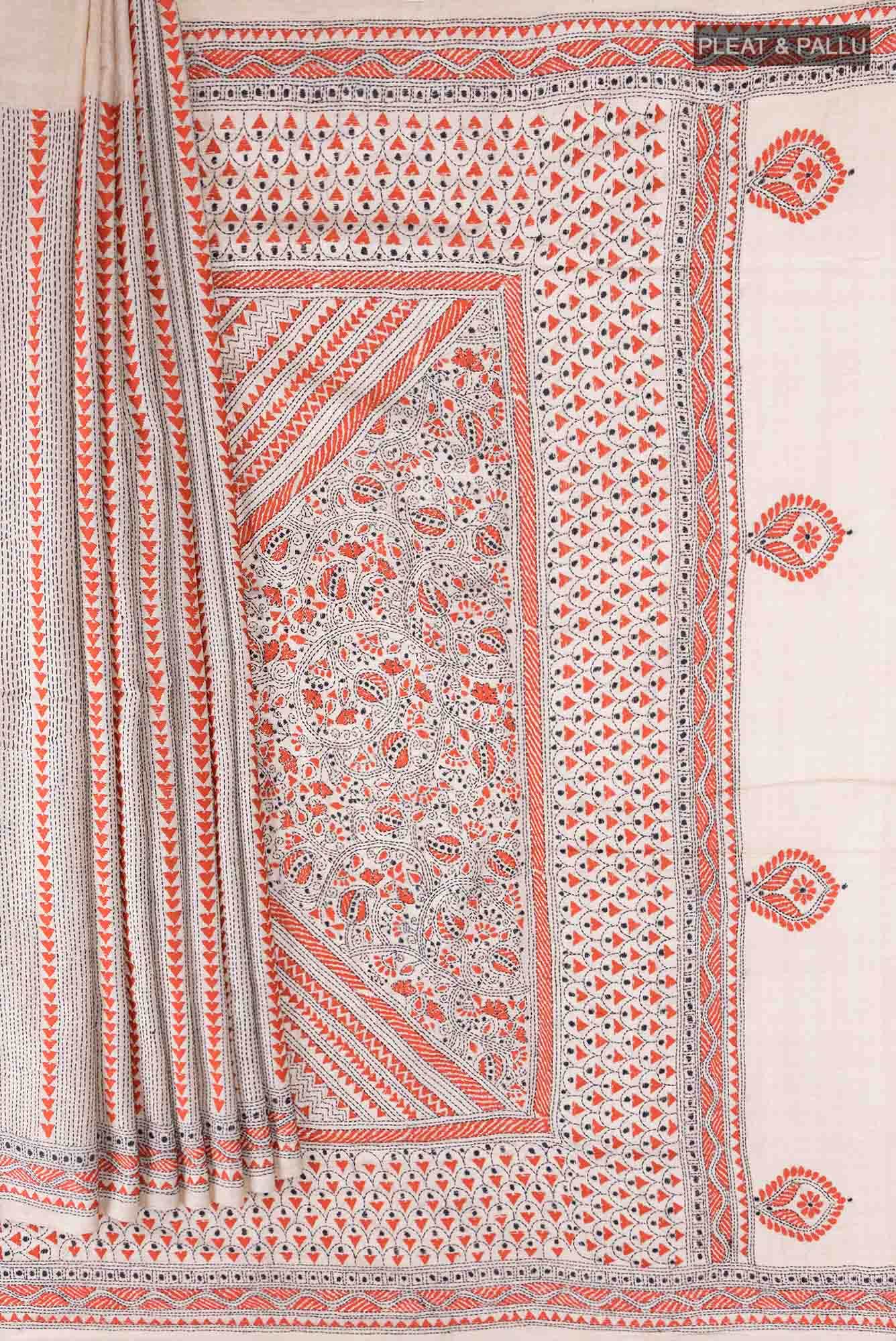 Beige Tussar Saree
