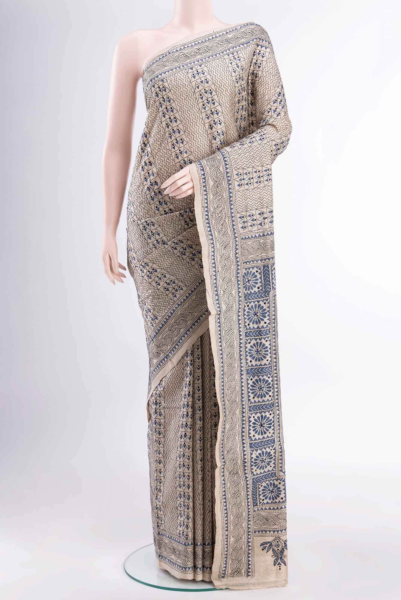 Beige Tussar Saree