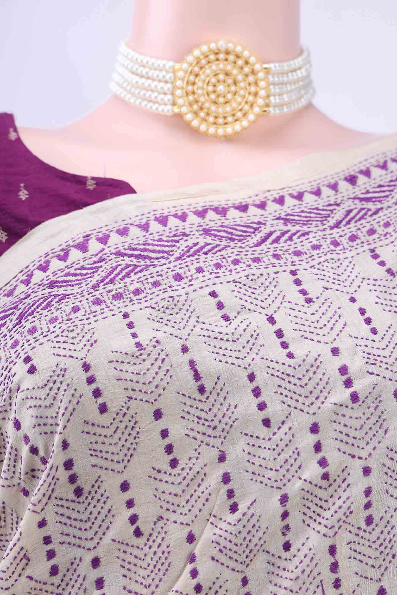 Beige Tussar Saree