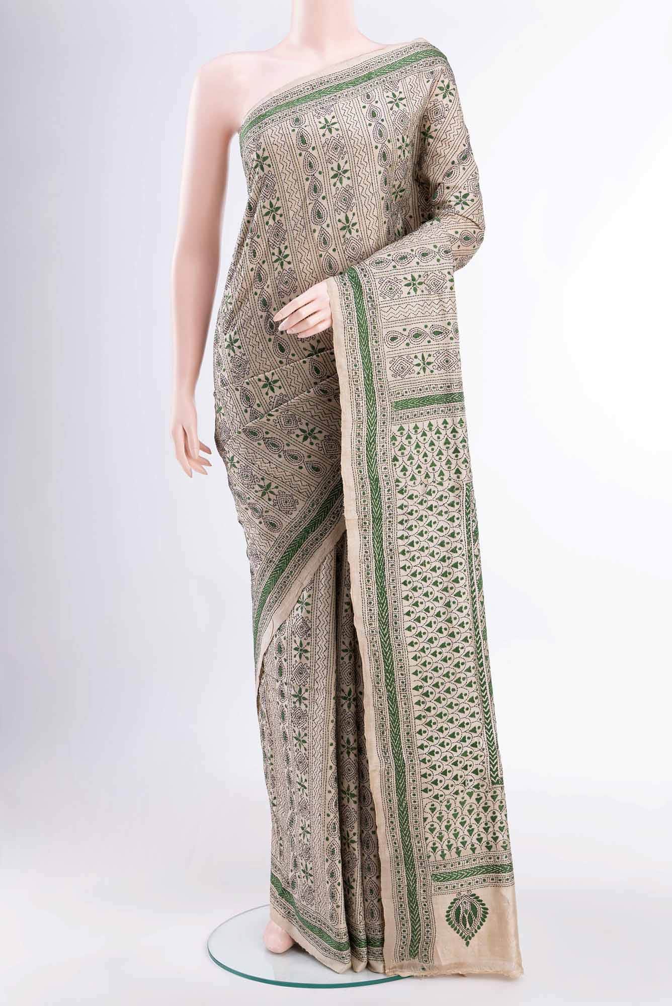 Beige Tussar Saree