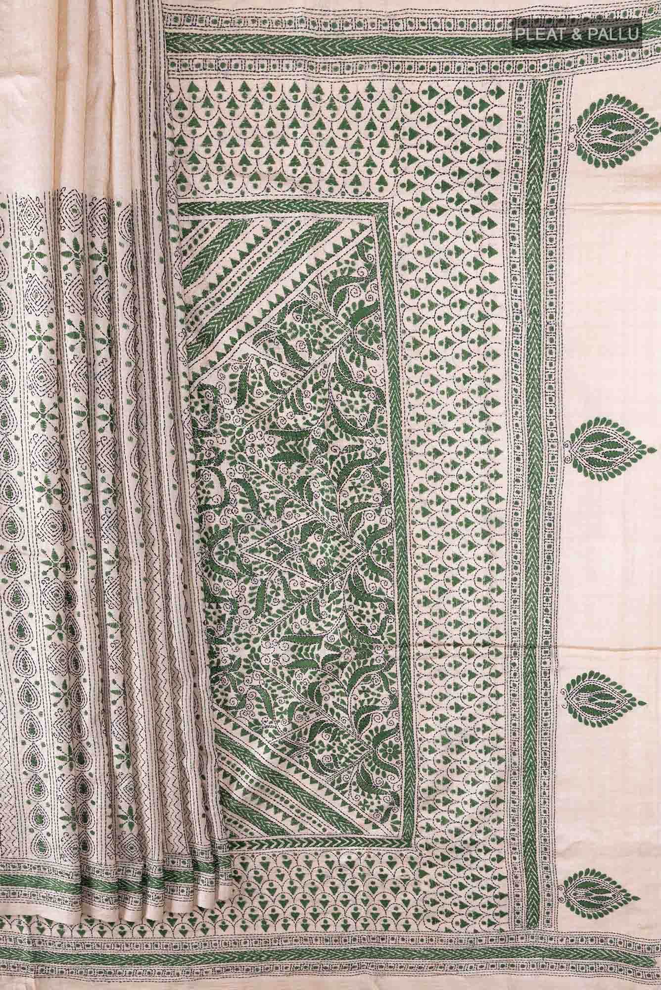 Beige Tussar Saree