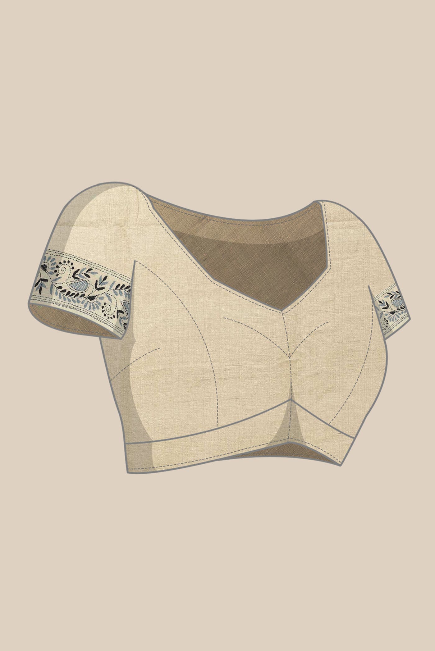 Beige Tussar Silk Saree