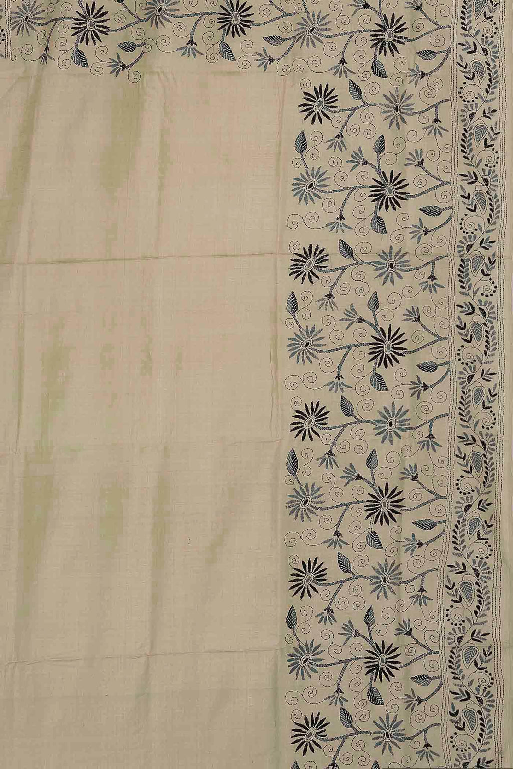 Beige Tussar Silk Saree