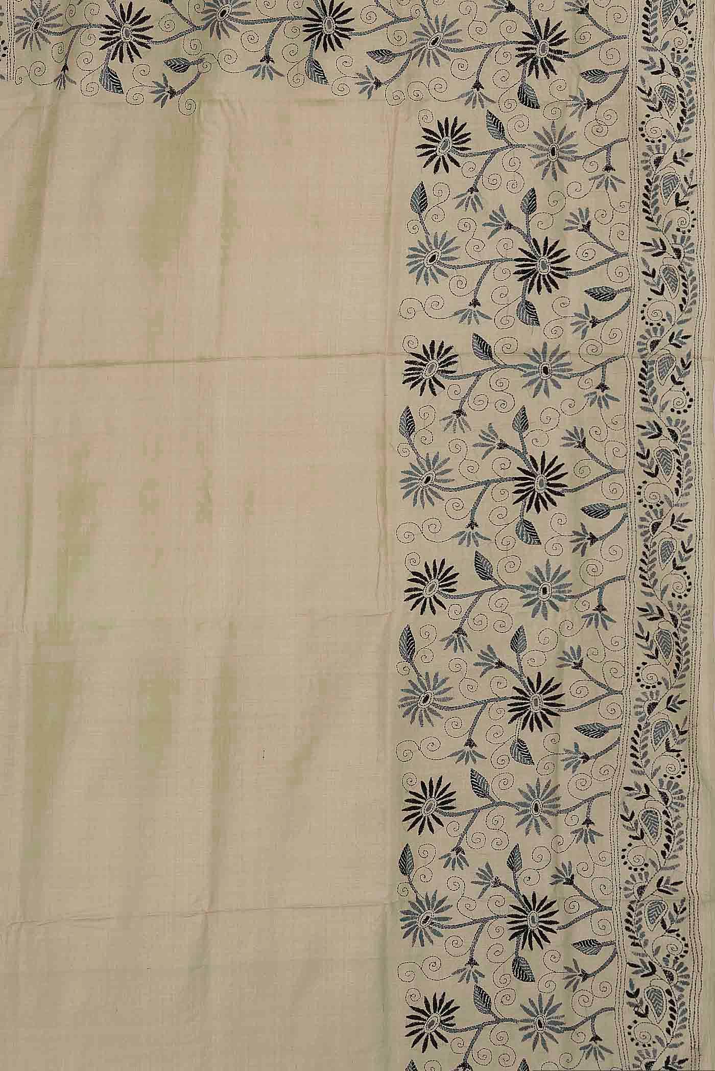 Beige Tussar Silk Saree