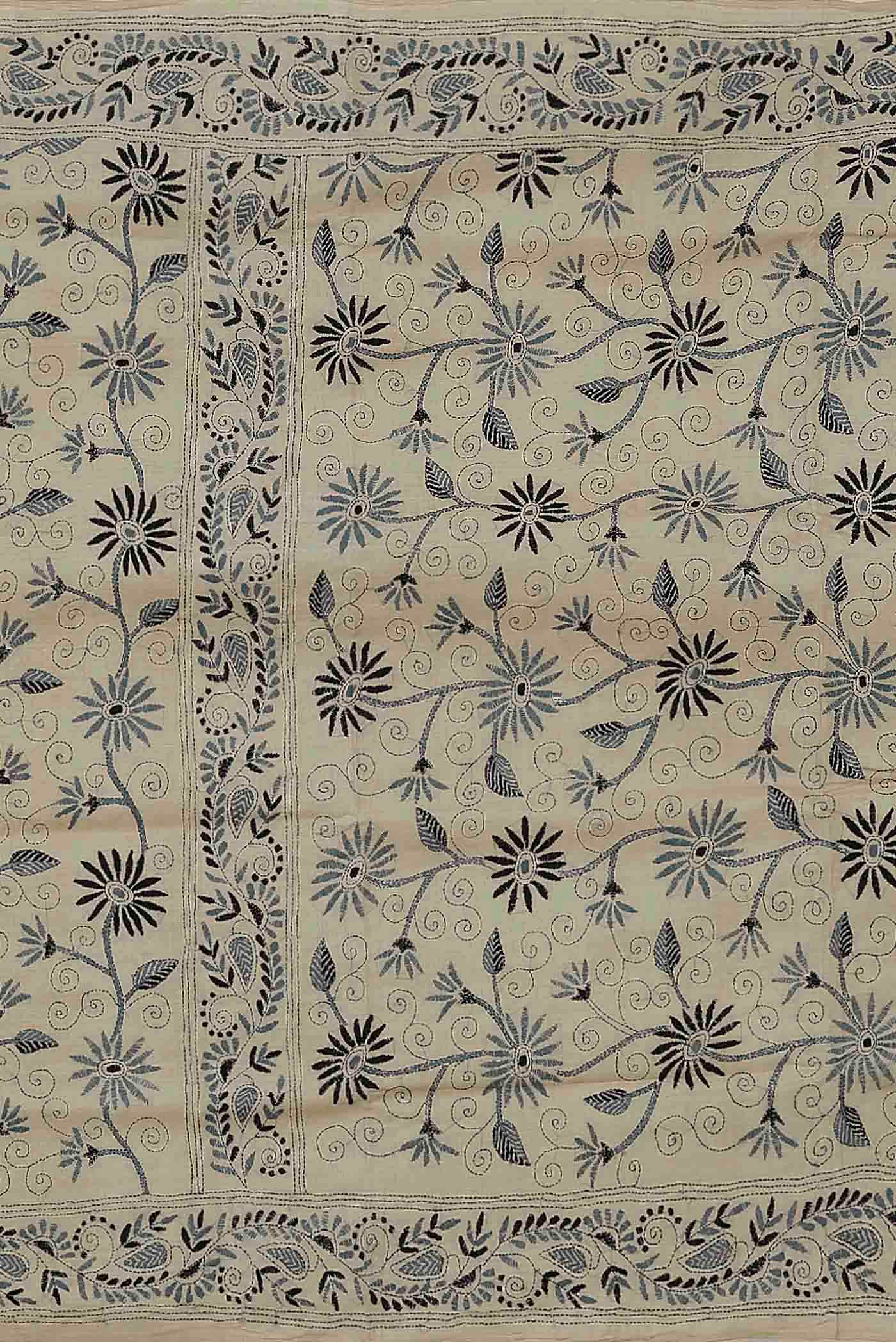 Beige Tussar Silk Saree