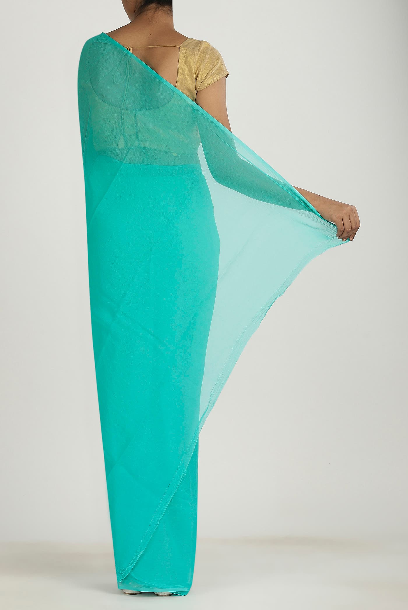 Turquoise Mysore Chiffon Saree