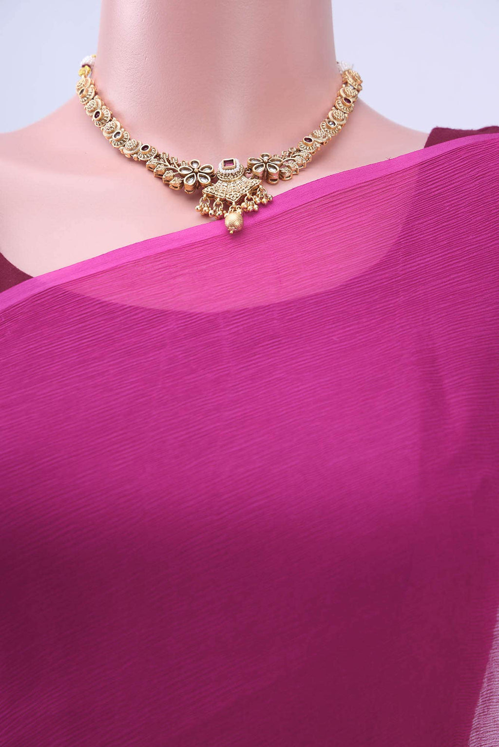 Dark Pink Mysore Chiffon Saree