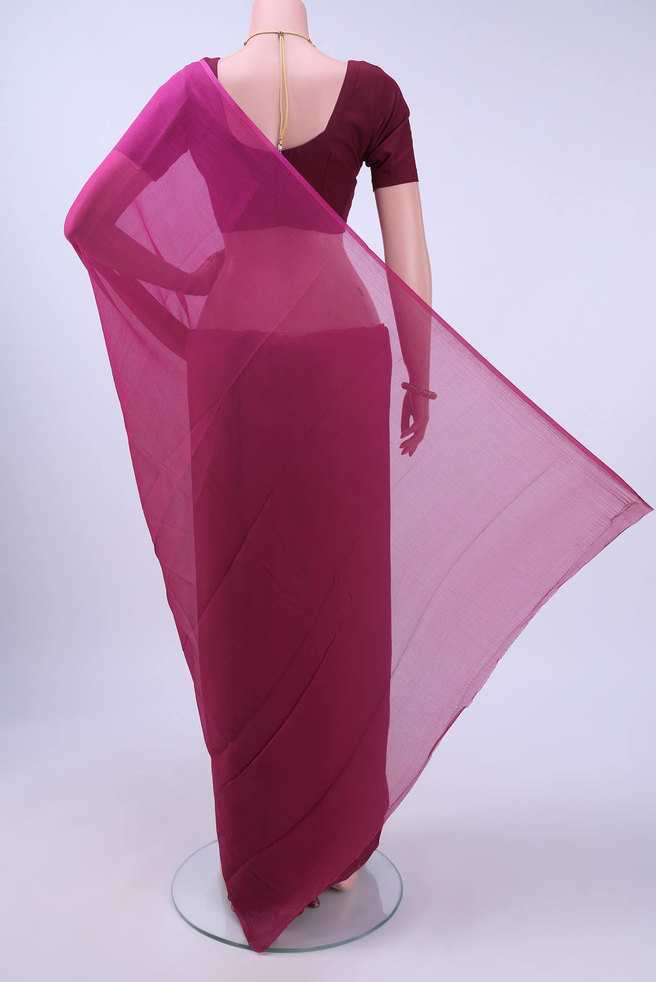 Dark Pink Mysore Chiffon Saree