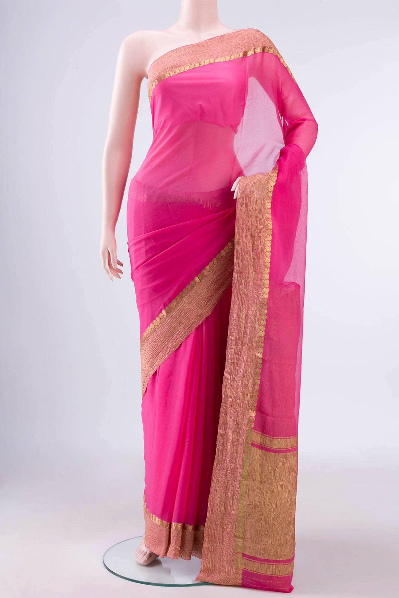 Dark Pink Chiffon Saree