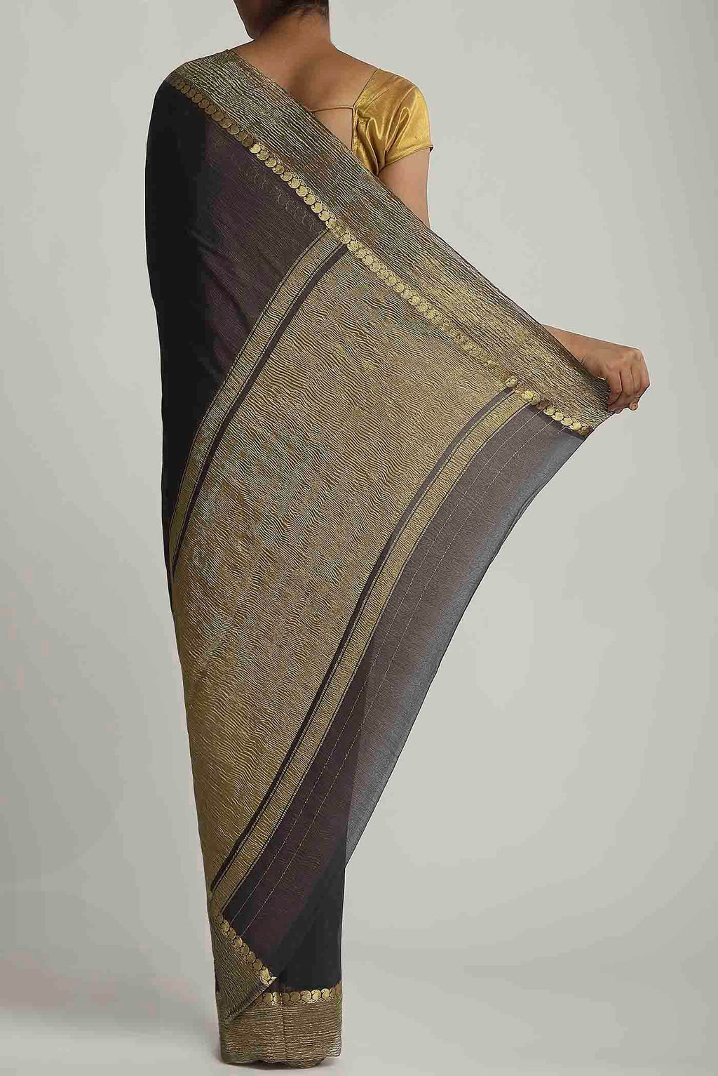 Black Mysore Chiffon Saree