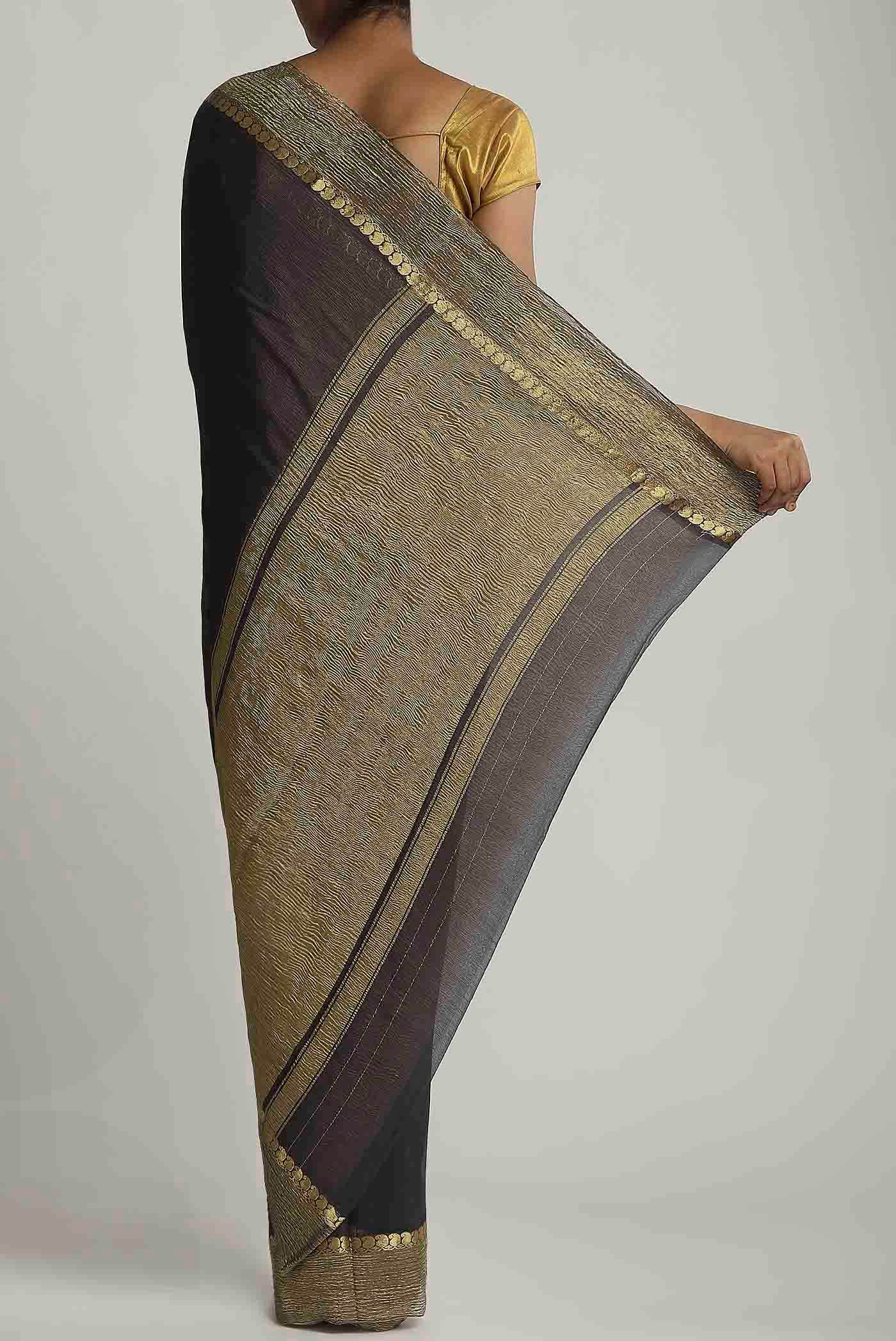 Black Mysore Chiffon Saree