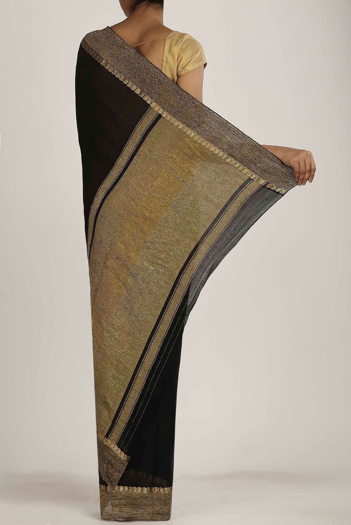 Black Mysore Chiffon Saree