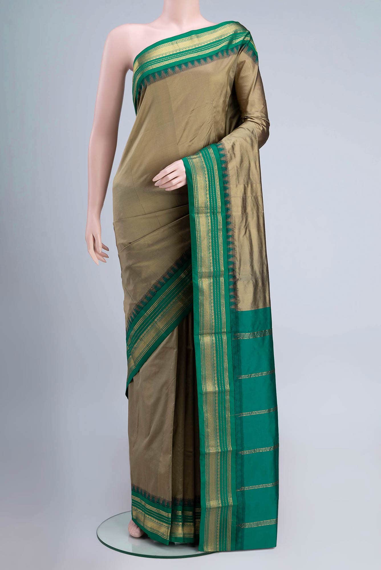 Davys Grey Blended Bangalore Silk Saree