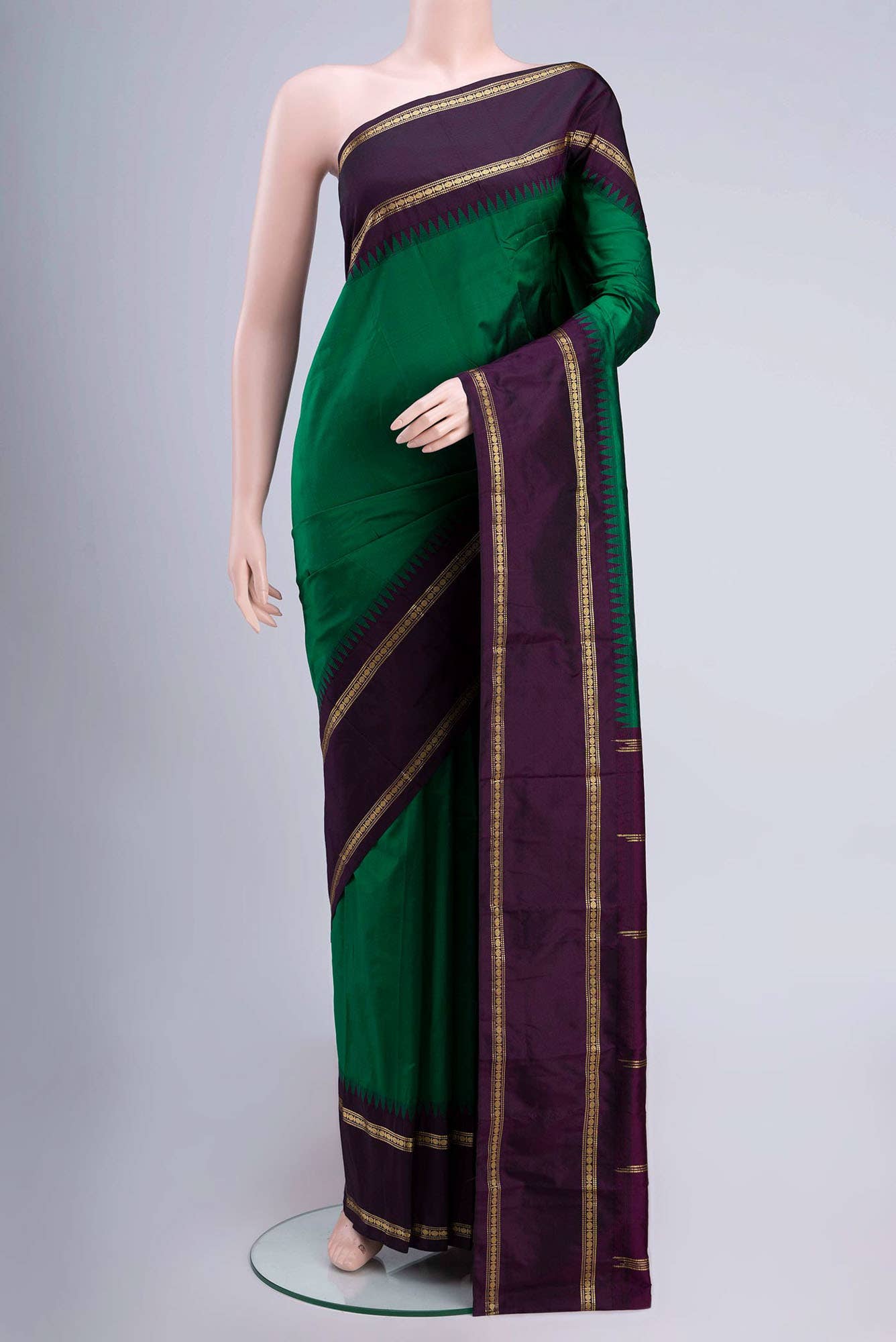 Bottle Green Blended Bangalore Silk Saree