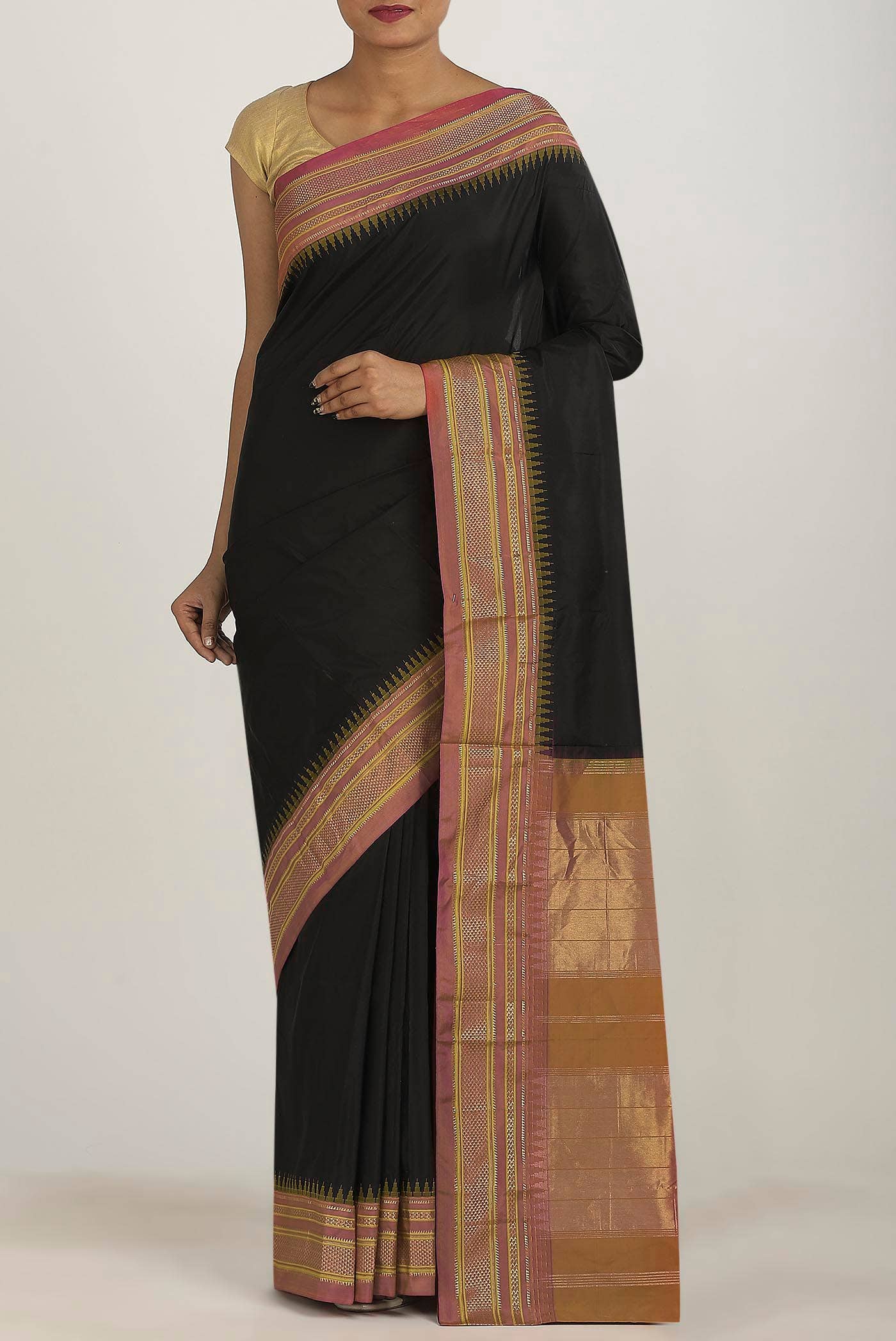 Black Blended Bangalore Silk Saree