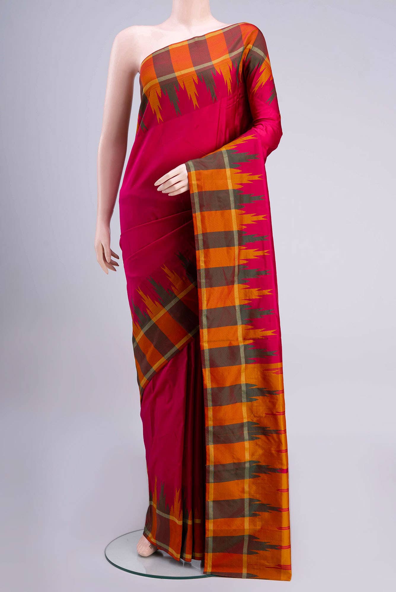 Dark Pink Blended Bangalore Silk Saree