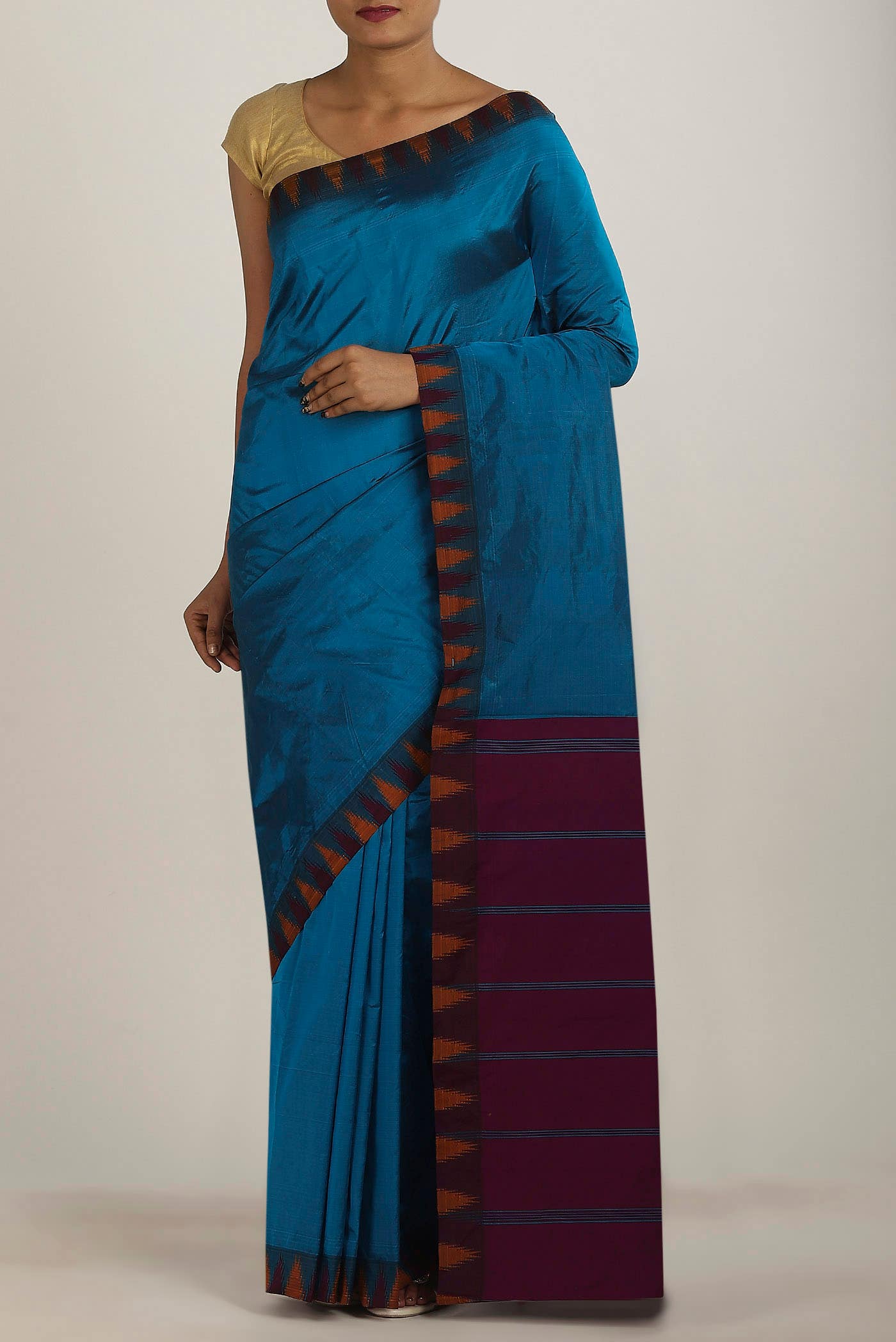 Blue Blended Bangalore Silk Saree