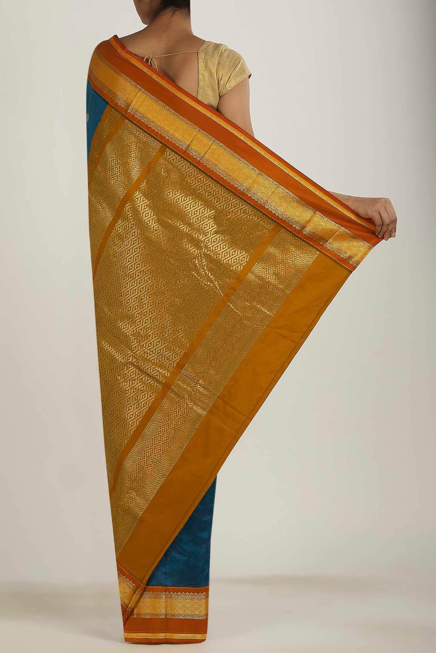 Blue Blended Bangalore Silk Saree