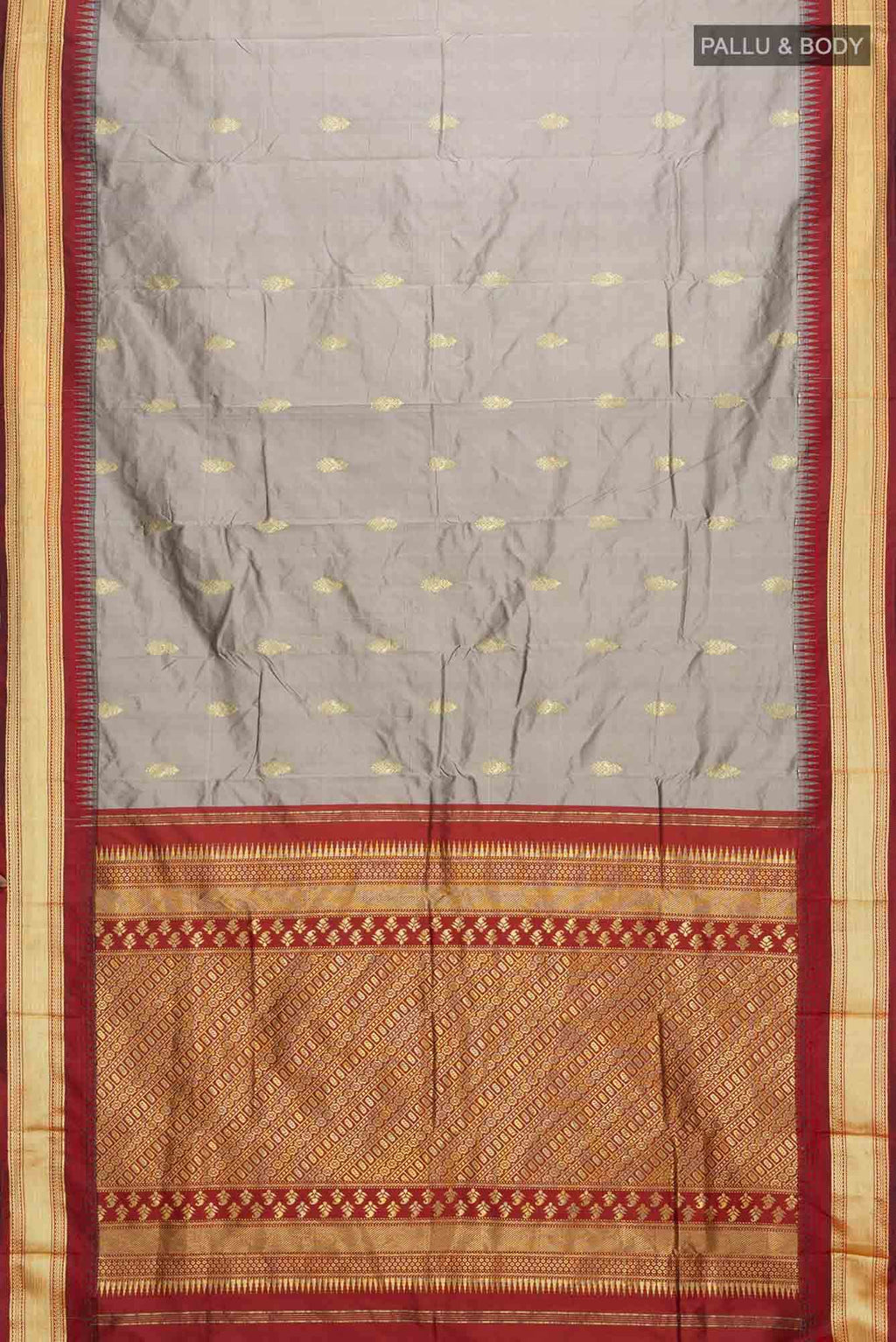 Davys Grey Blended Bangalore Silk Saree