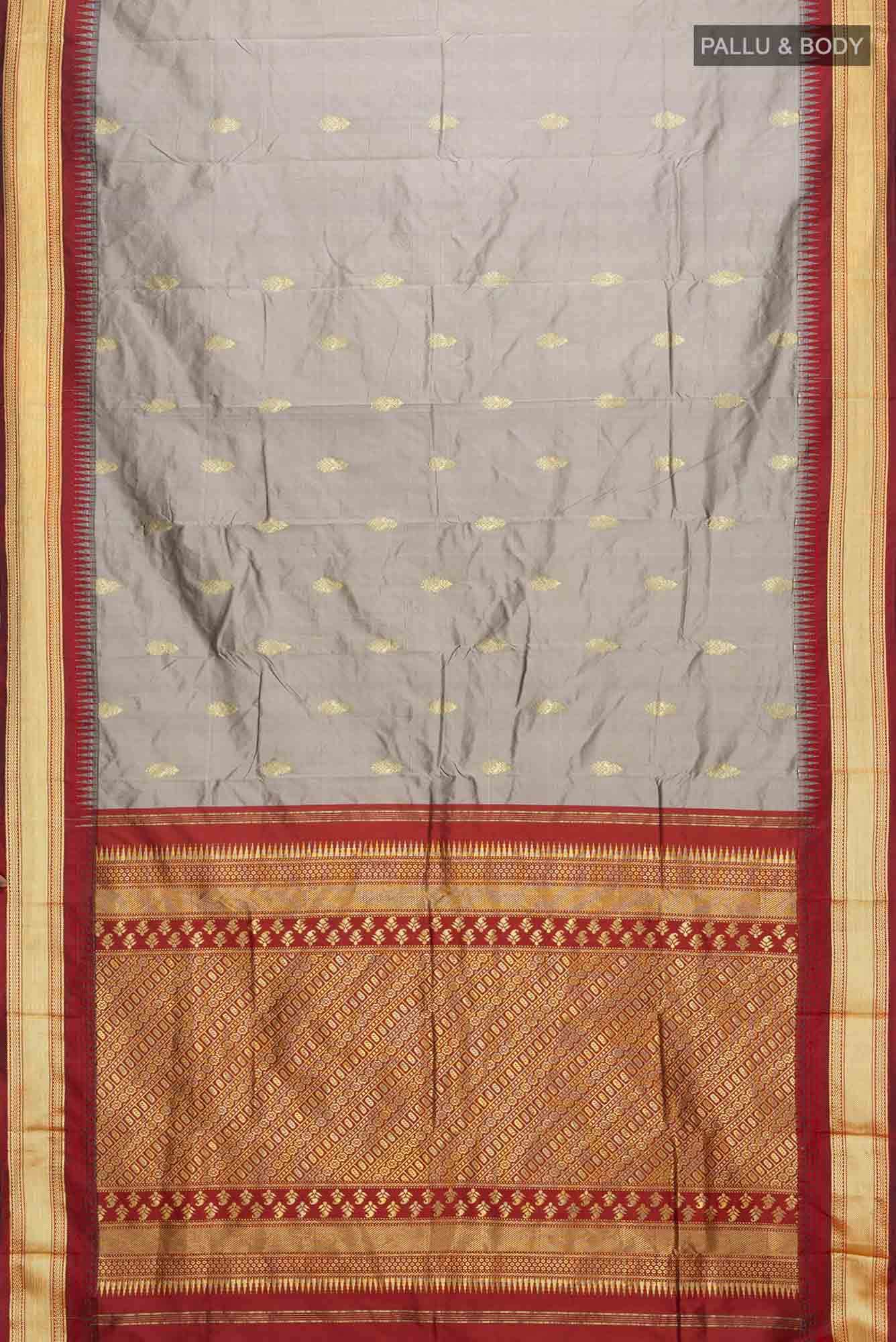 Davys Grey Blended Bangalore Silk Saree