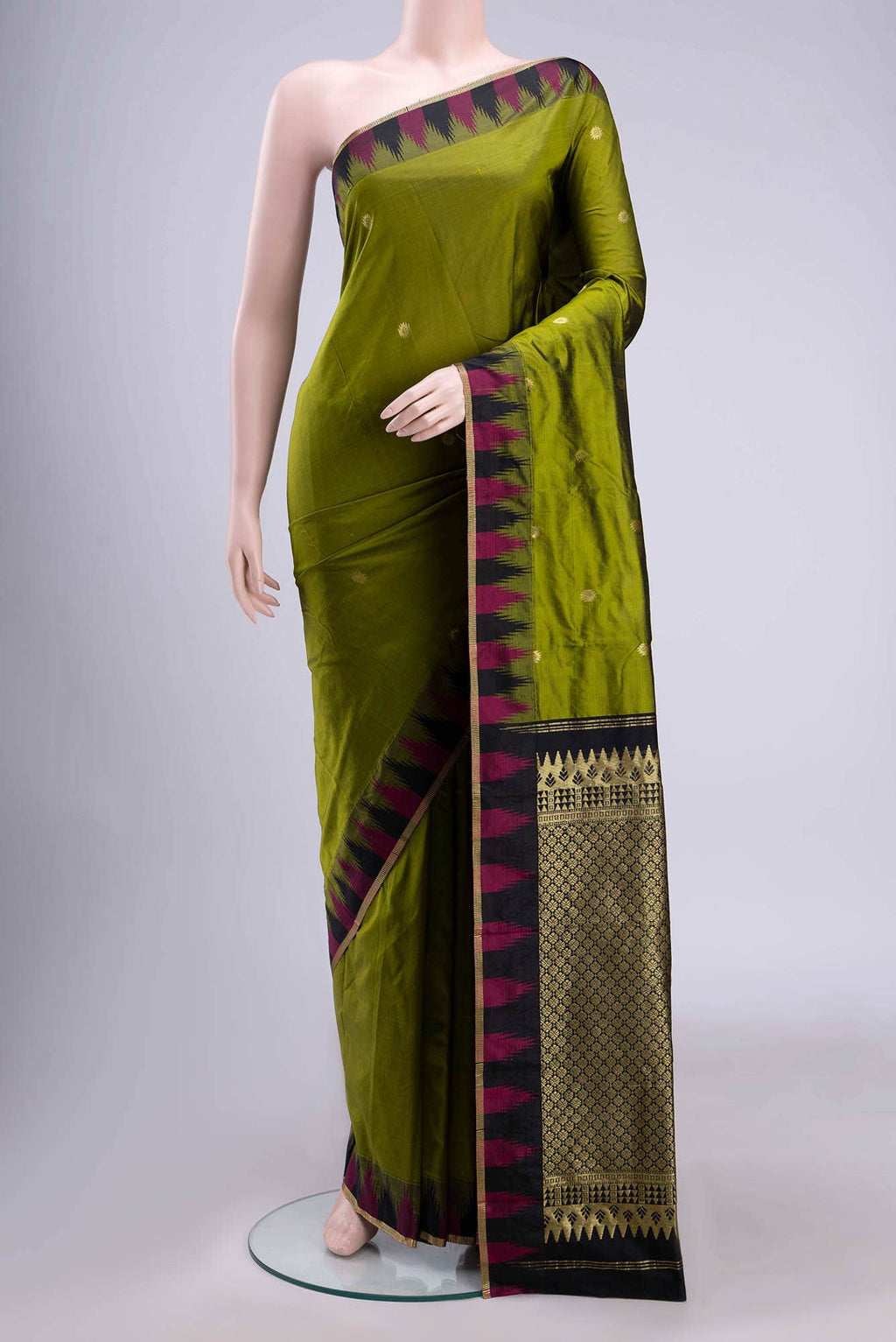 Mehandi Green Blended Bangalore Silk Saree