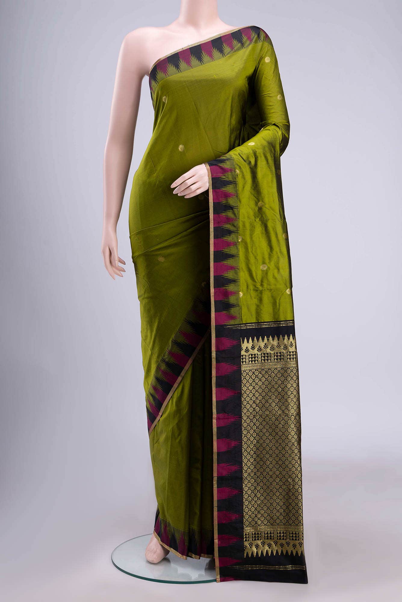 Mehandi Green Blended Bangalore Silk Saree