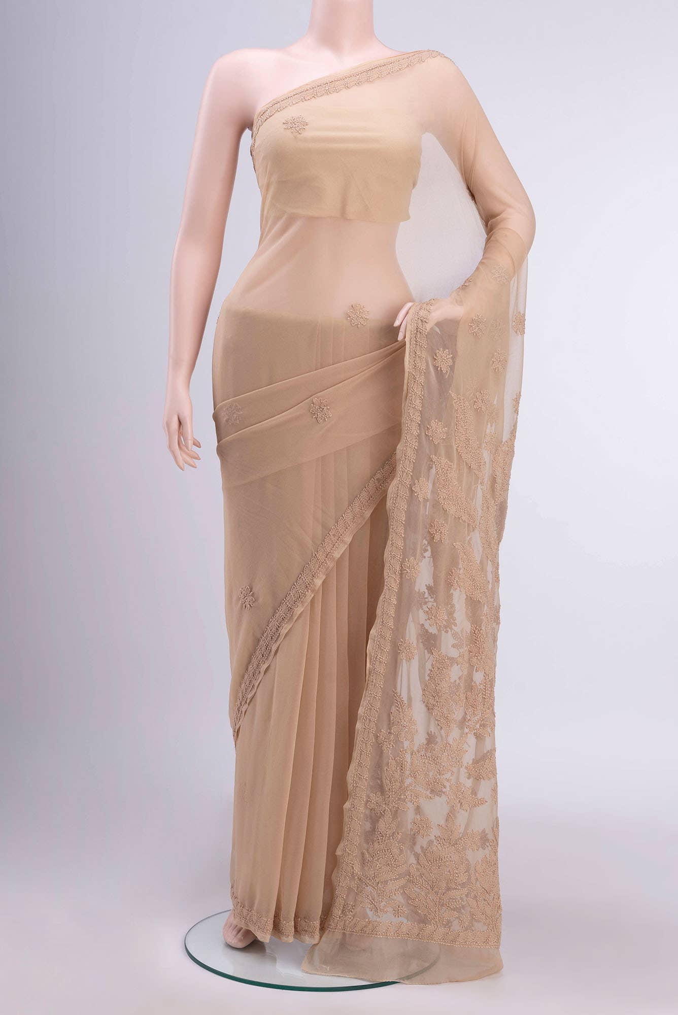 Dark Beige Georgette Saree